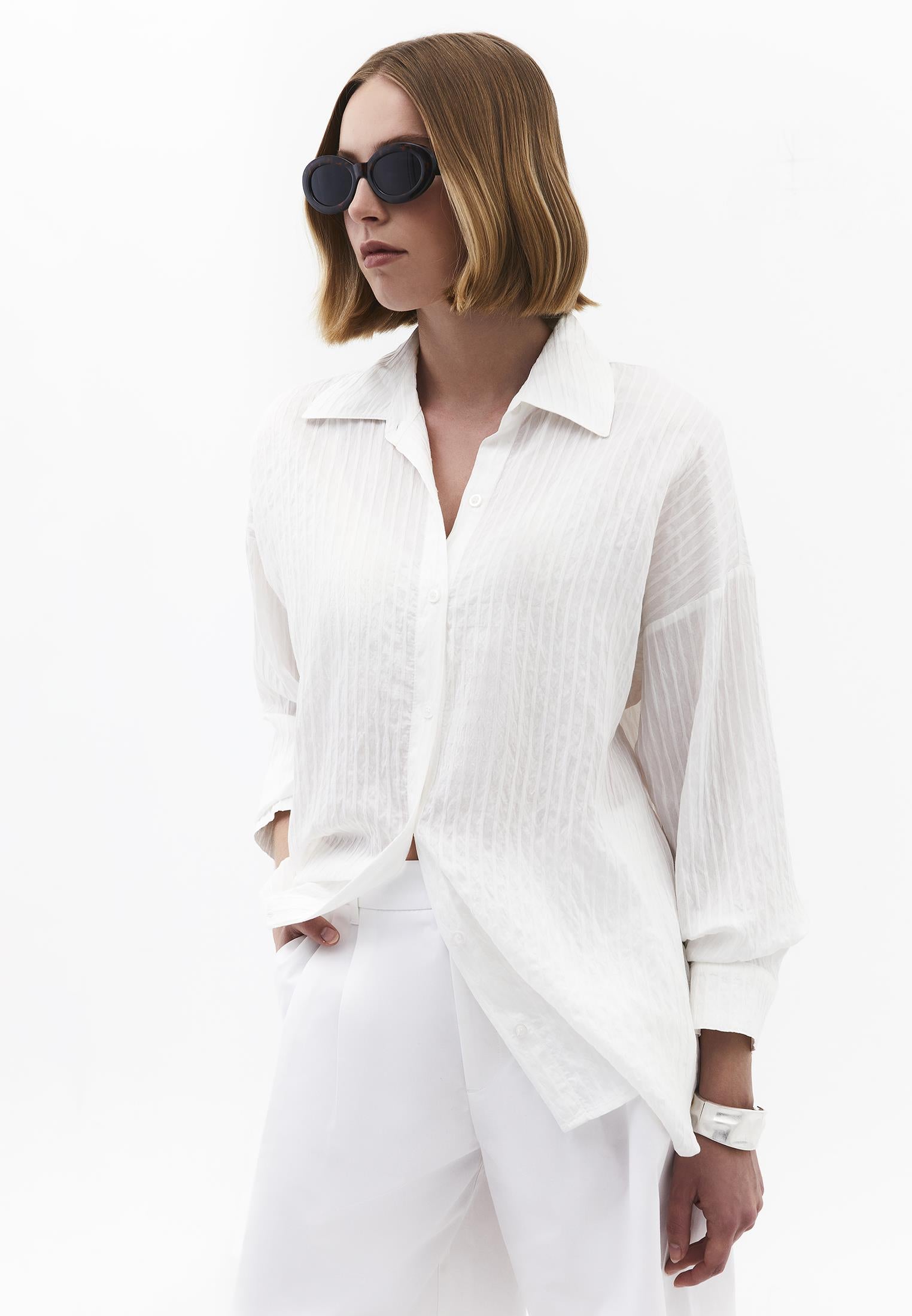 Oversize Shirt Collar Shirt - CLOUD DANCER