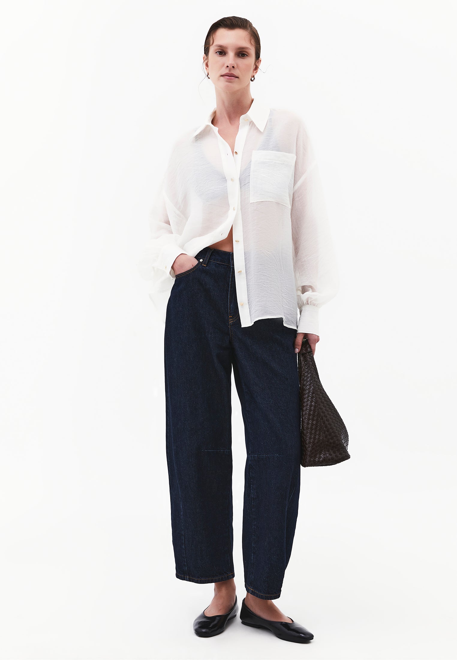 Loose Fit Long Sleeve Shirt - CLOUD DANCER