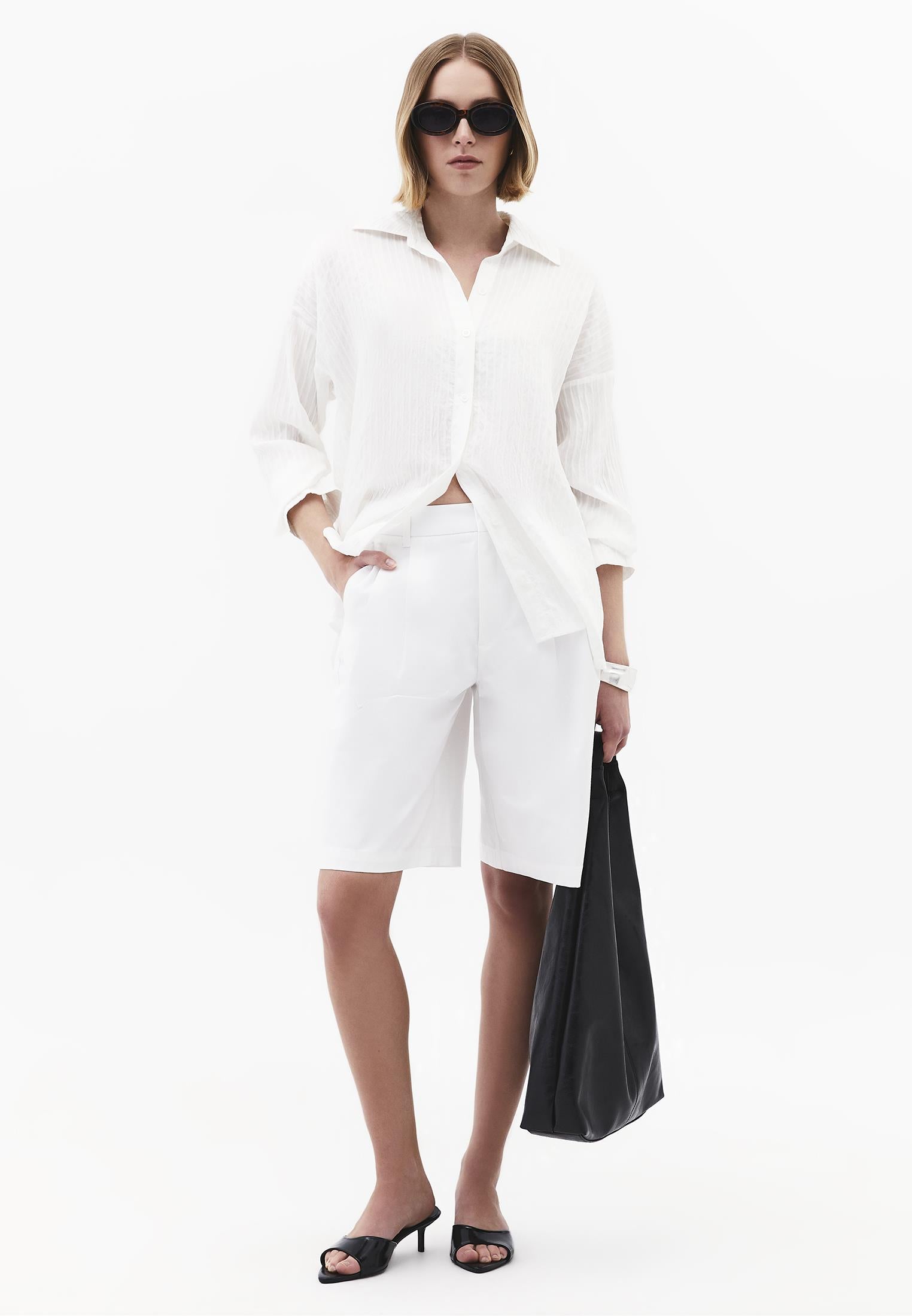 Oversize Shirt Collar Shirt - CLOUD DANCER