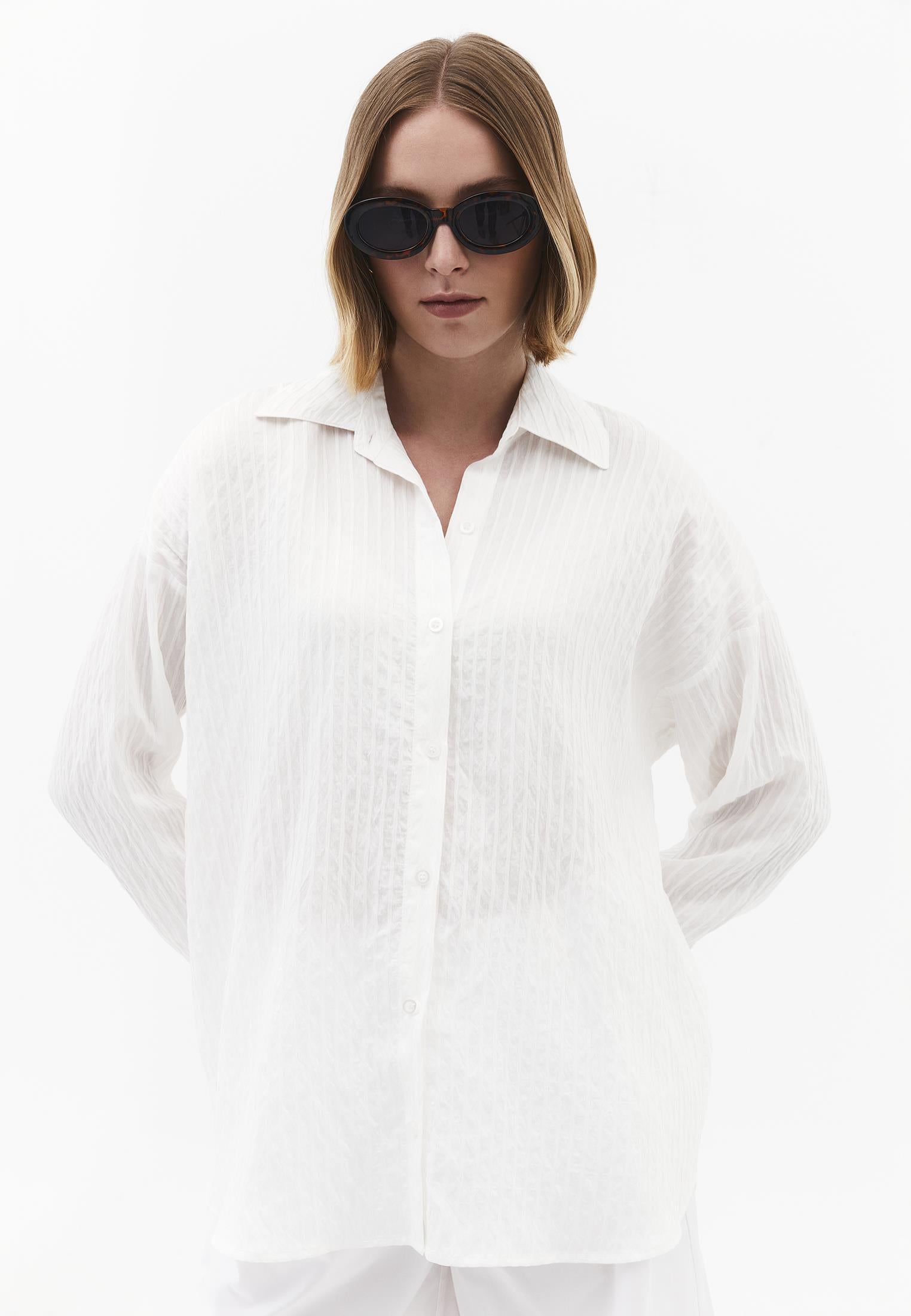 Oversize Shirt Collar Shirt - CLOUD DANCER