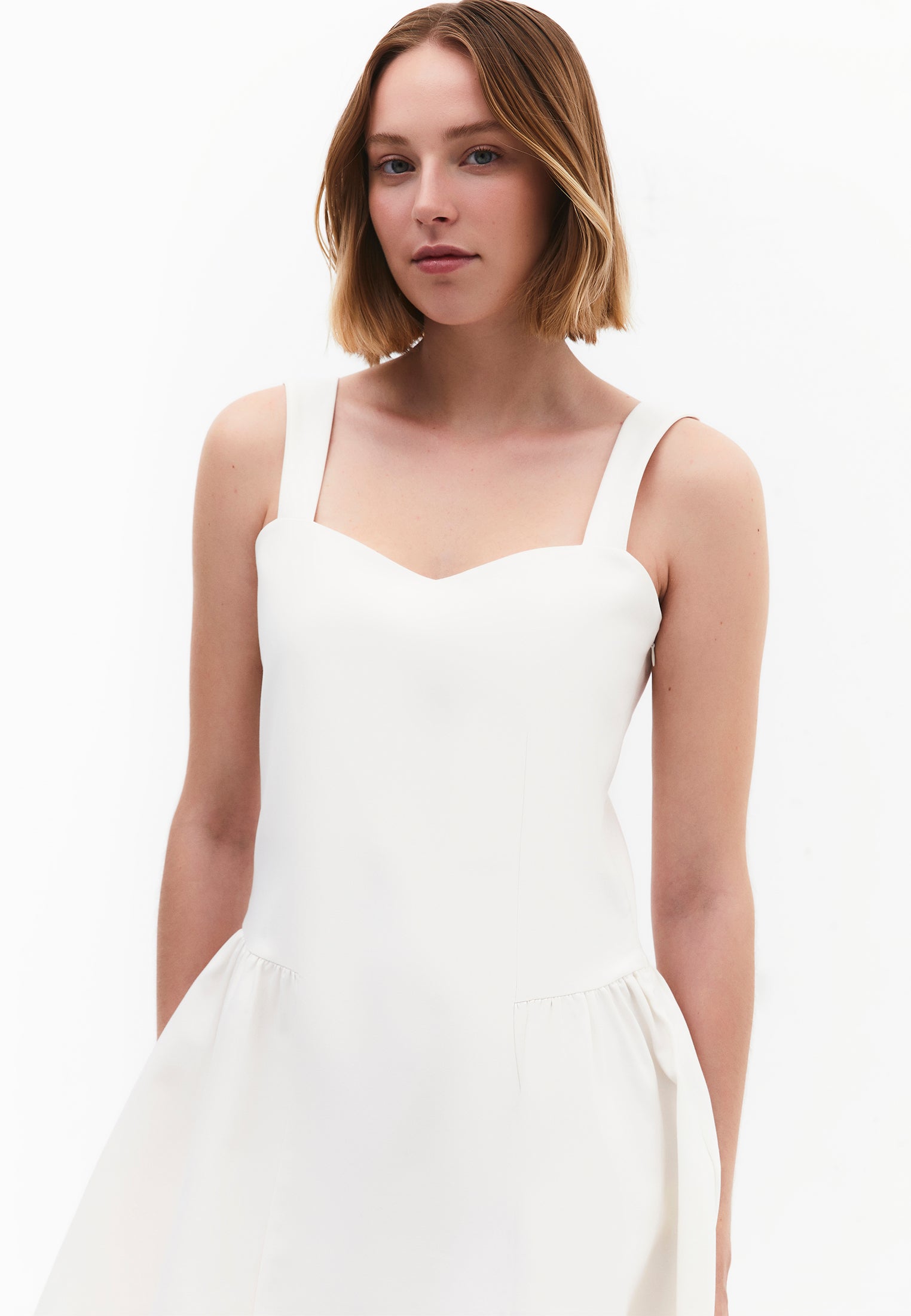 Sleeveless Sweetheart Neckline A-Line Short Dress - CLOUD DANCER