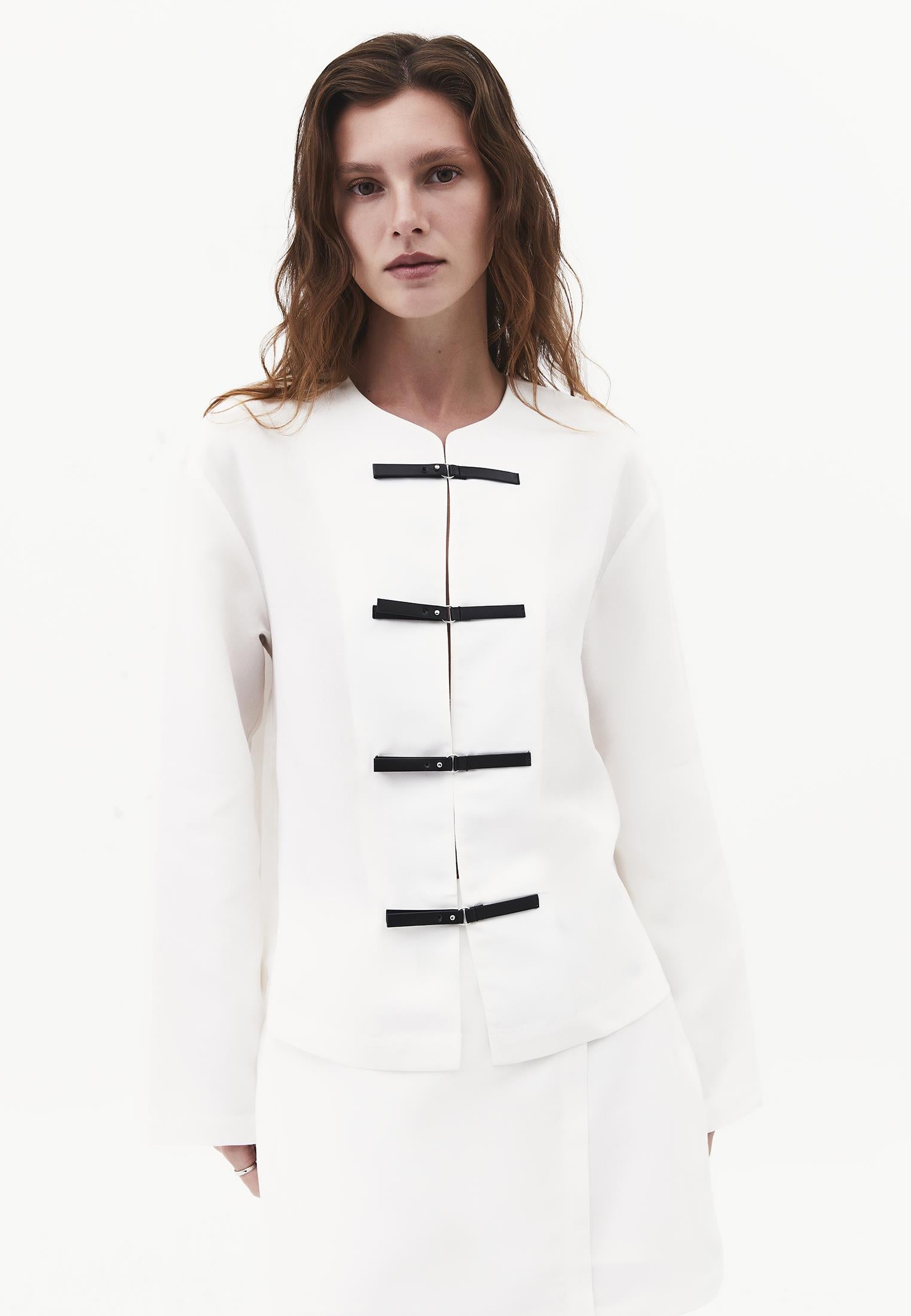 Oversize Jacket With Buckle Detail - CLOUD DANCER