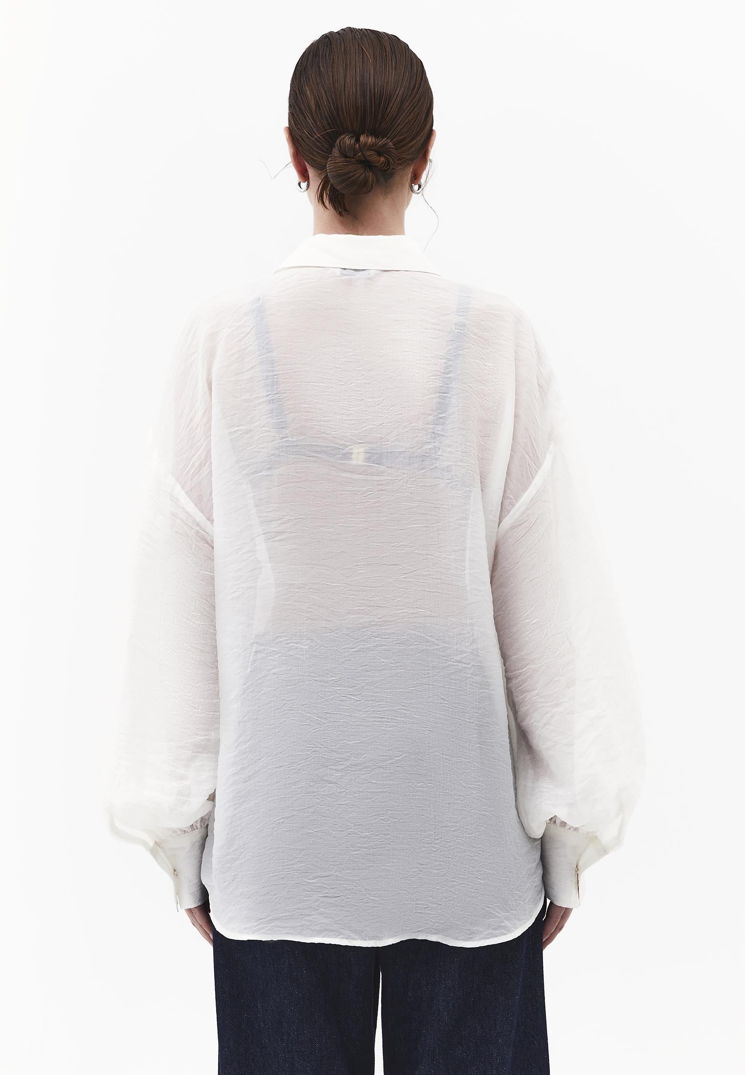 Loose Fit Long Sleeve Shirt - CLOUD DANCER