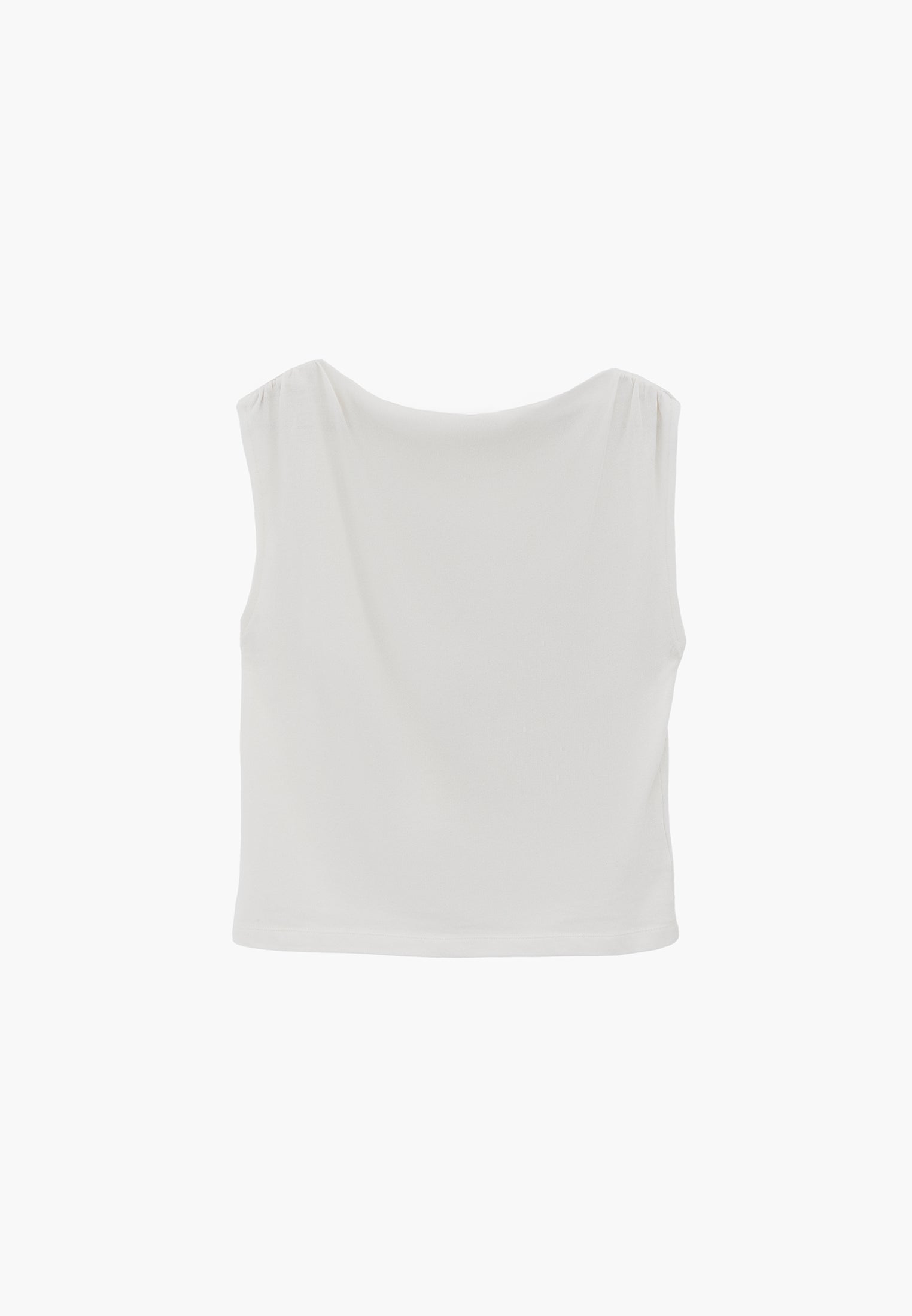 Gathered Boat Neck Tank Top - CLOUD DANCER
