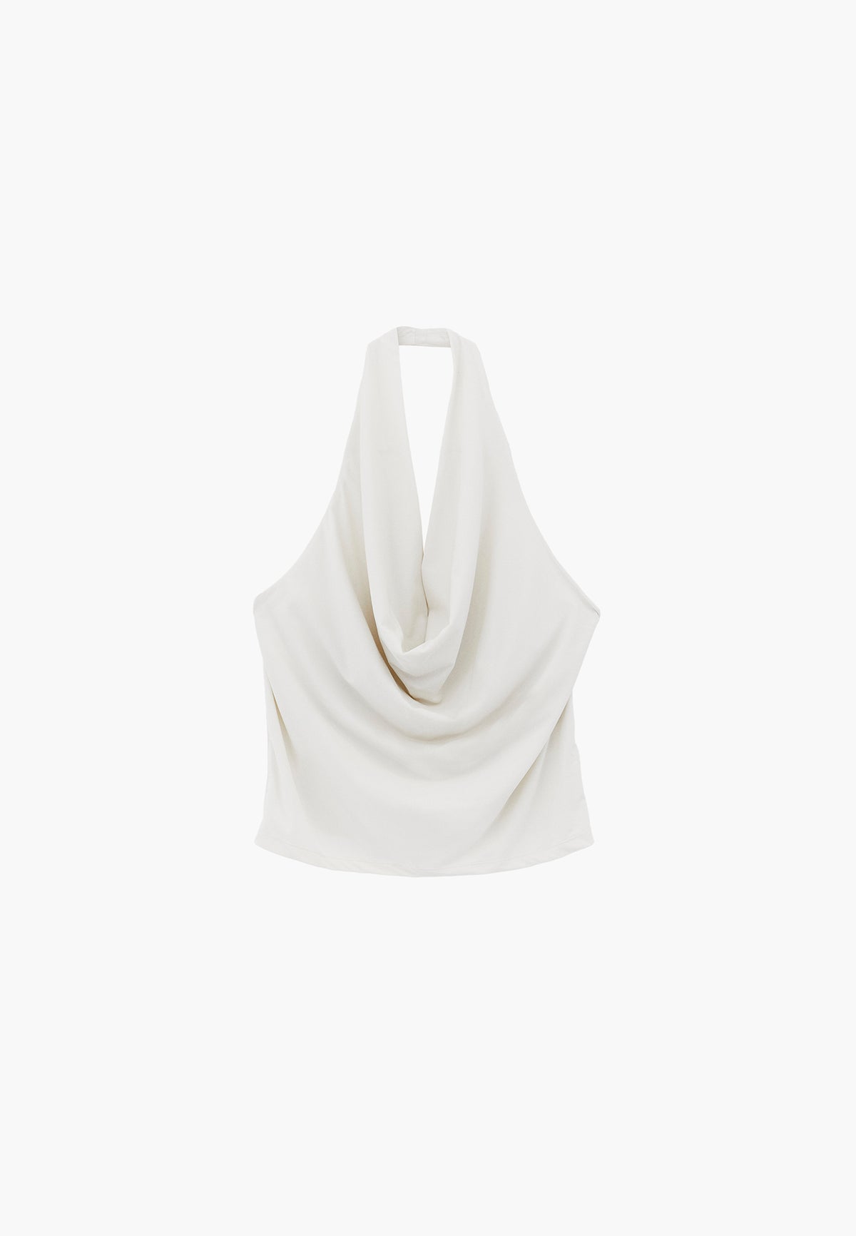 Cowl Neck Bodycon Sleeveless Blouse - CLOUD DANCER