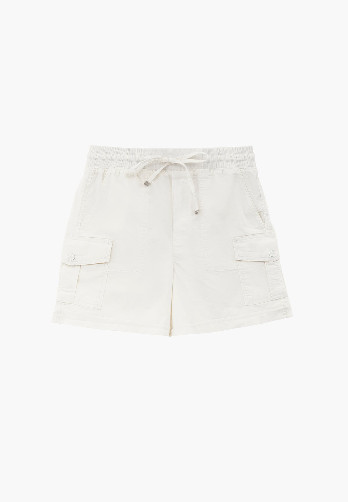 Ultra High Waist Elastic Waistband Tie Shorts - CLOUD DANCER