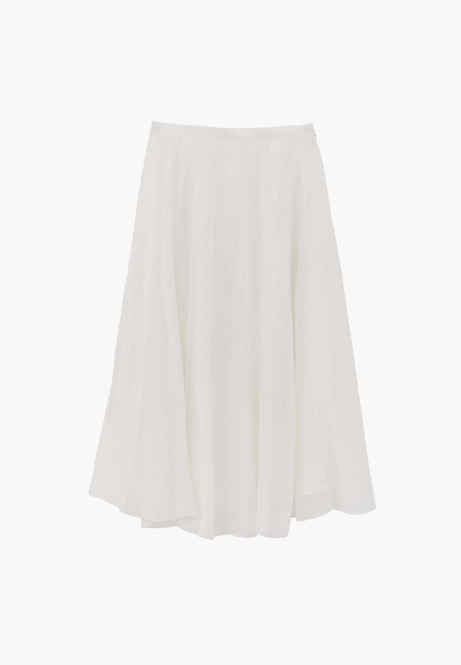 High Waist Flared Midi Skirt - CLOUD DANCER