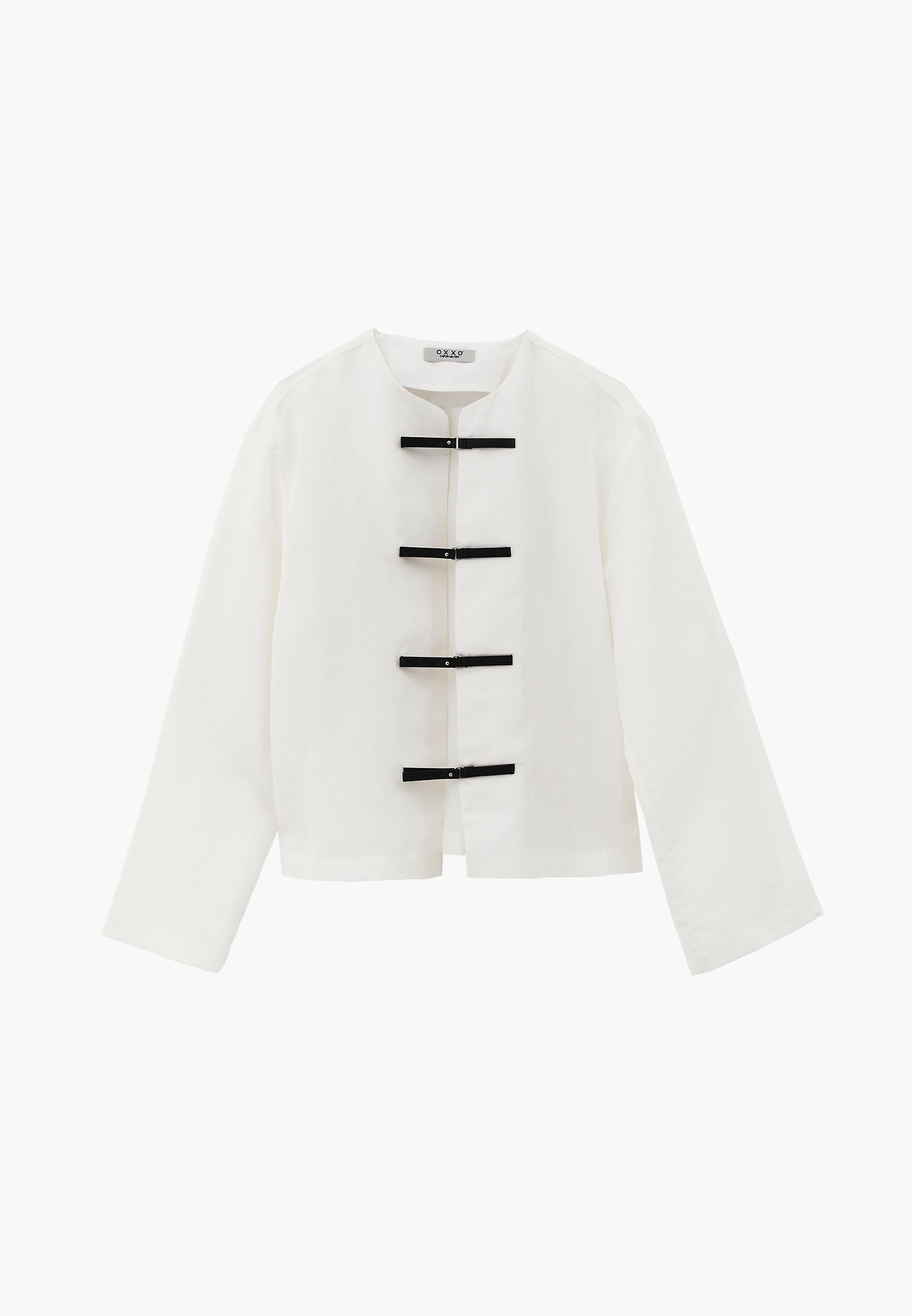 Oversize Jacket With Buckle Detail - CLOUD DANCER