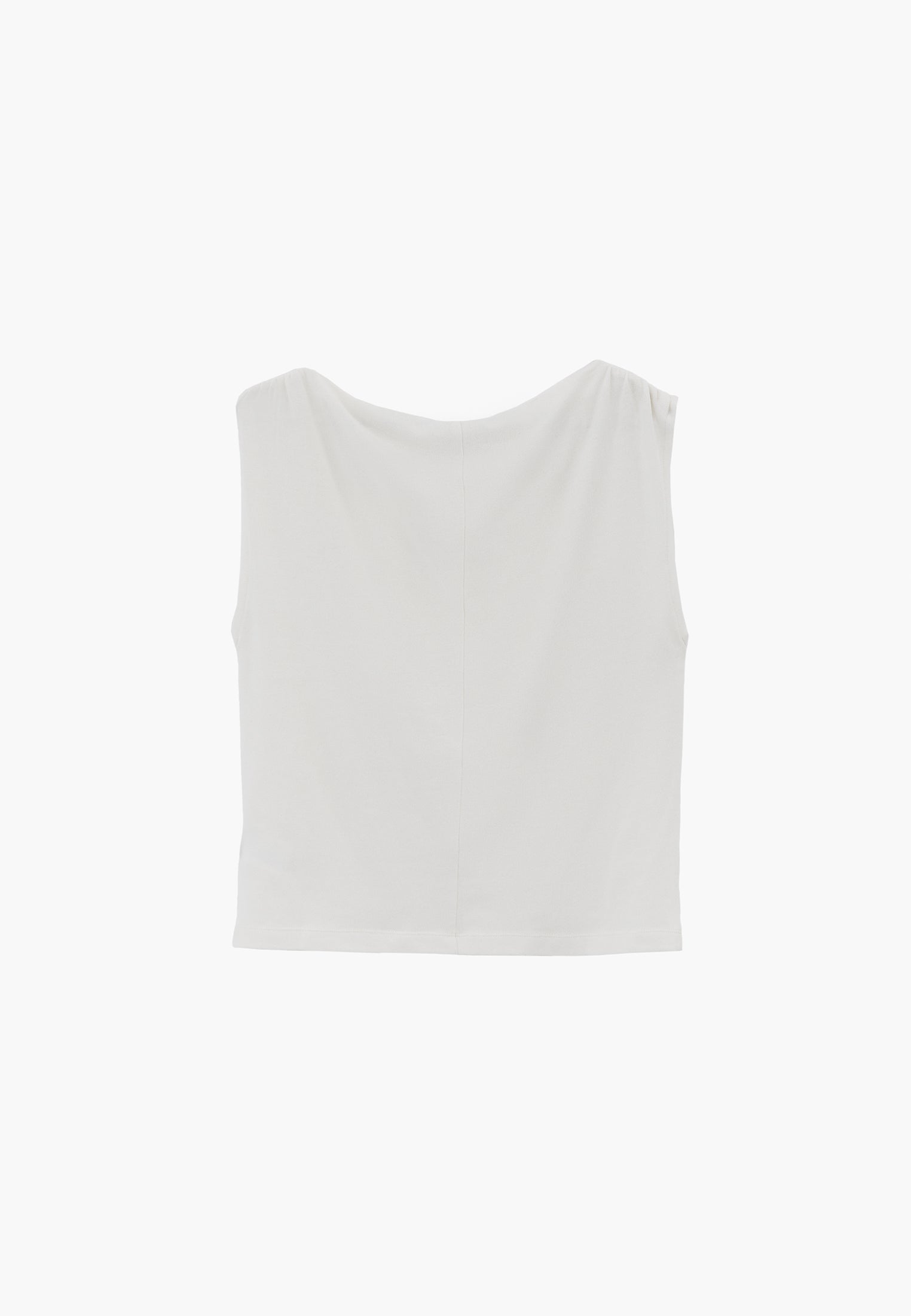 Gathered Boat Neck Tank Top - CLOUD DANCER