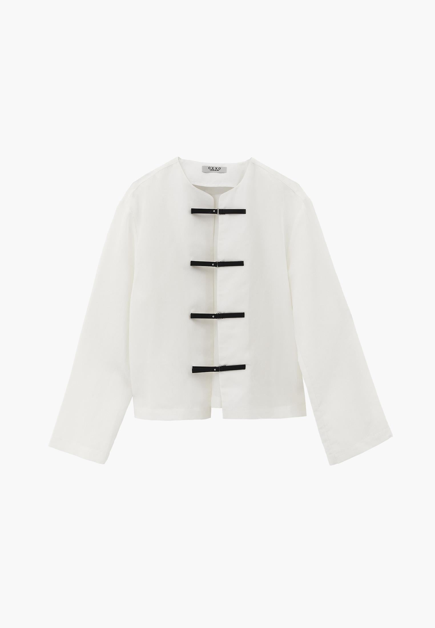 Oversize Jacket With Buckle Detail - CLOUD DANCER