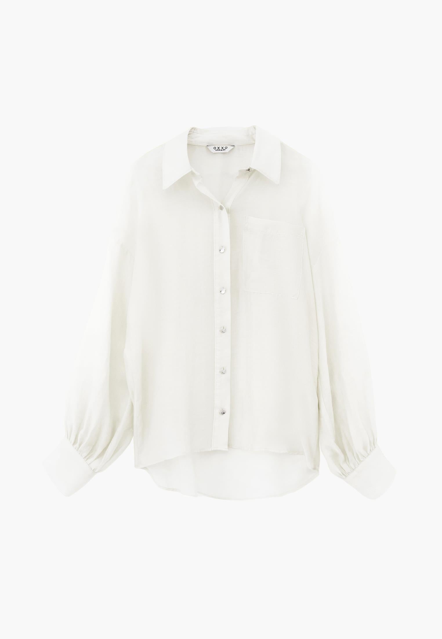 Loose Fit Long Sleeve Shirt - CLOUD DANCER