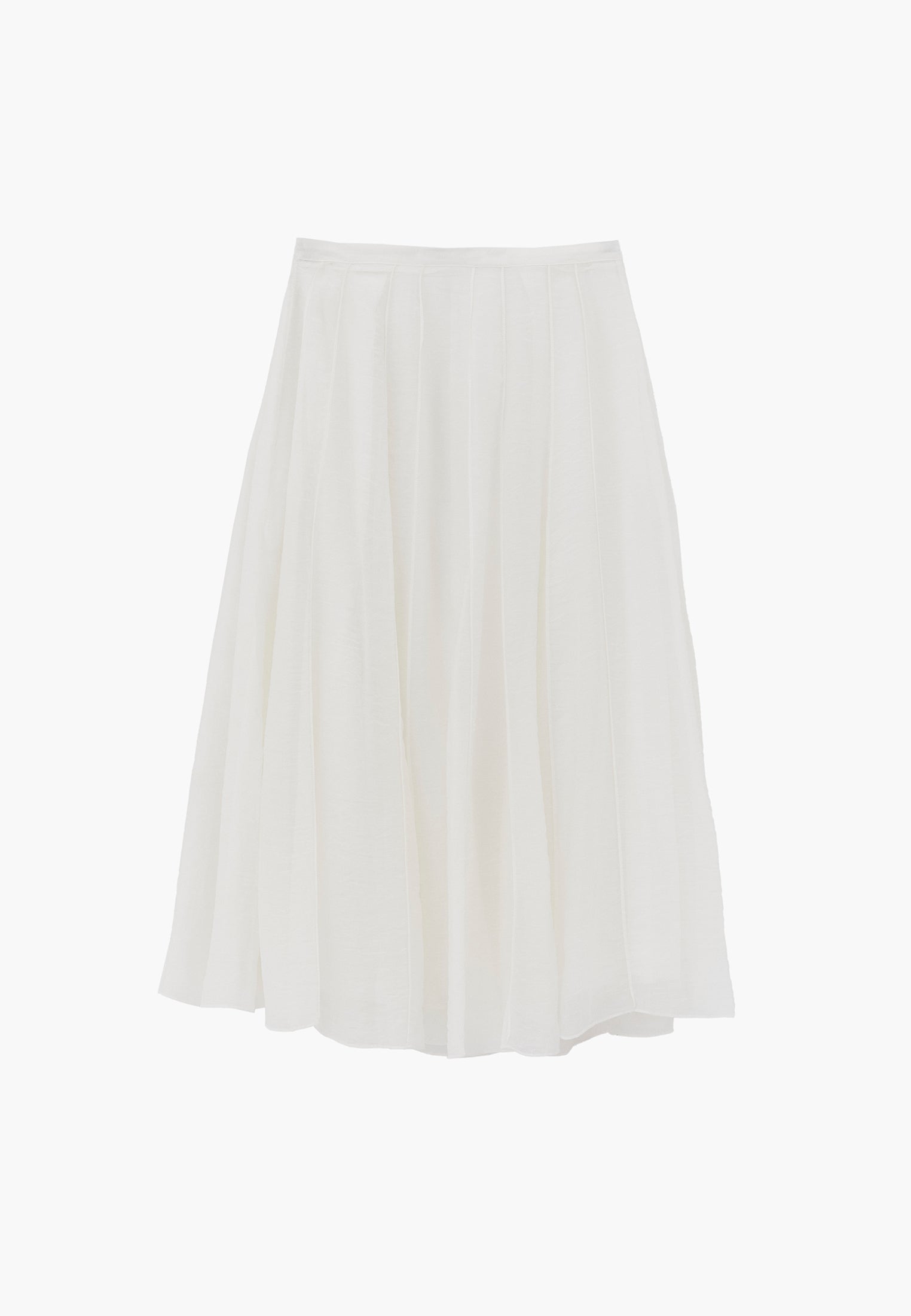 High Waist Flared Midi Skirt - CLOUD DANCER