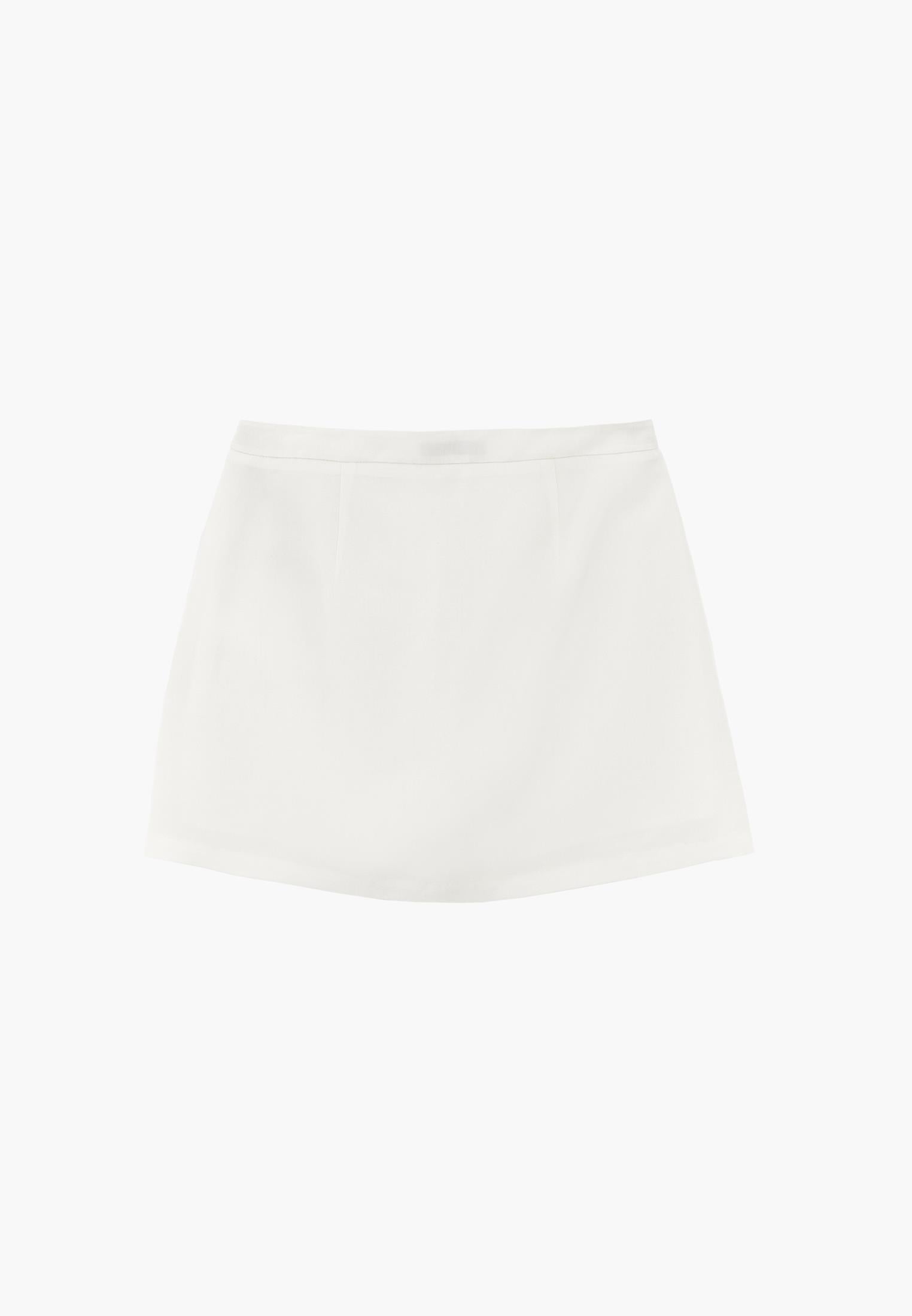 High Waist Short Skirt With Buckle Detail - CLOUD DANCER
