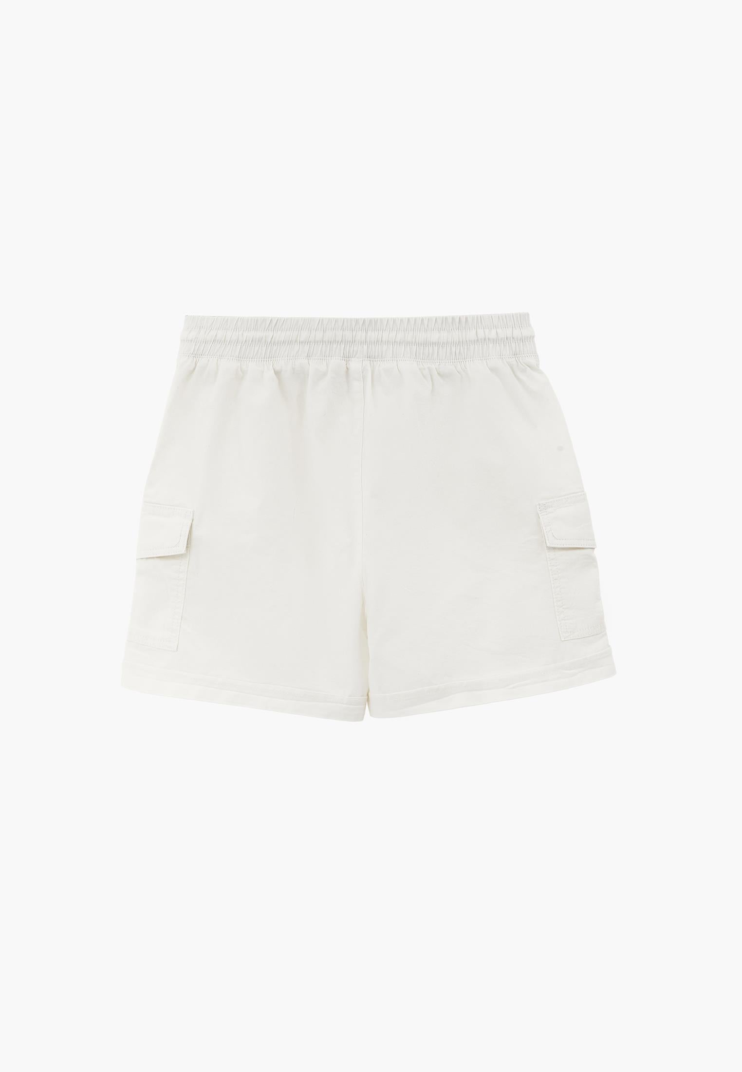 Ultra High Waist Elastic Waistband Tie Shorts - CLOUD DANCER