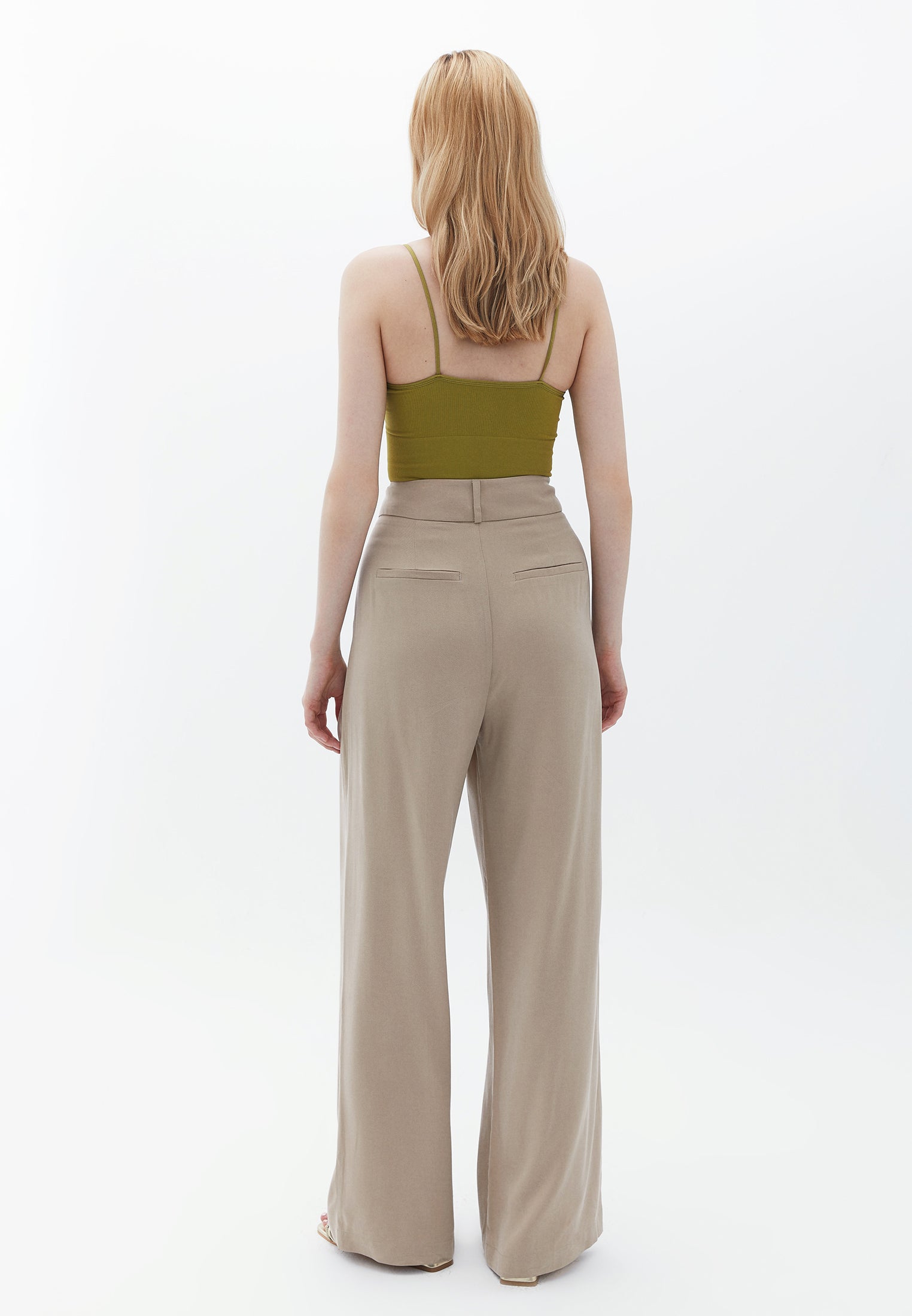 PLEATED BAGGY PANTS - COBBLESTONE