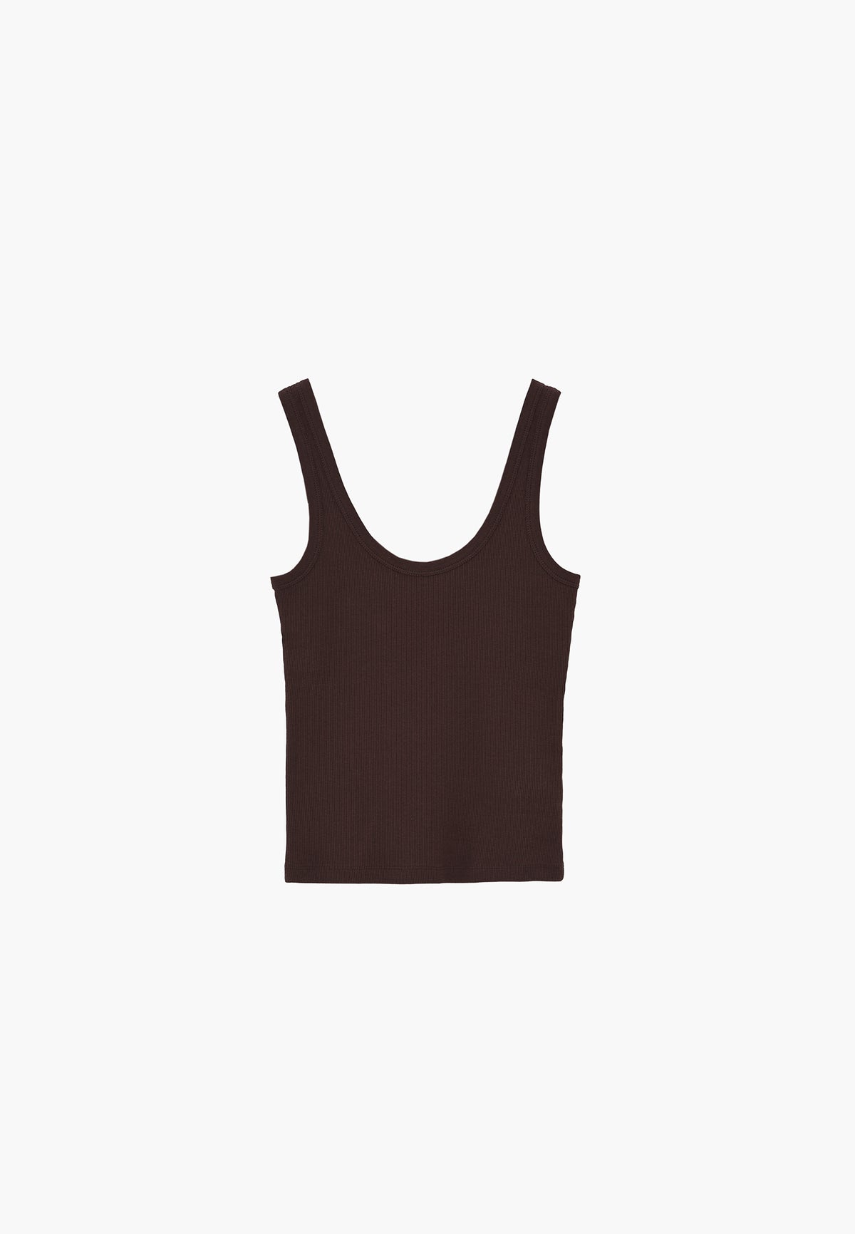 U Neck Bodycon Ribbed Tank Top - Brown