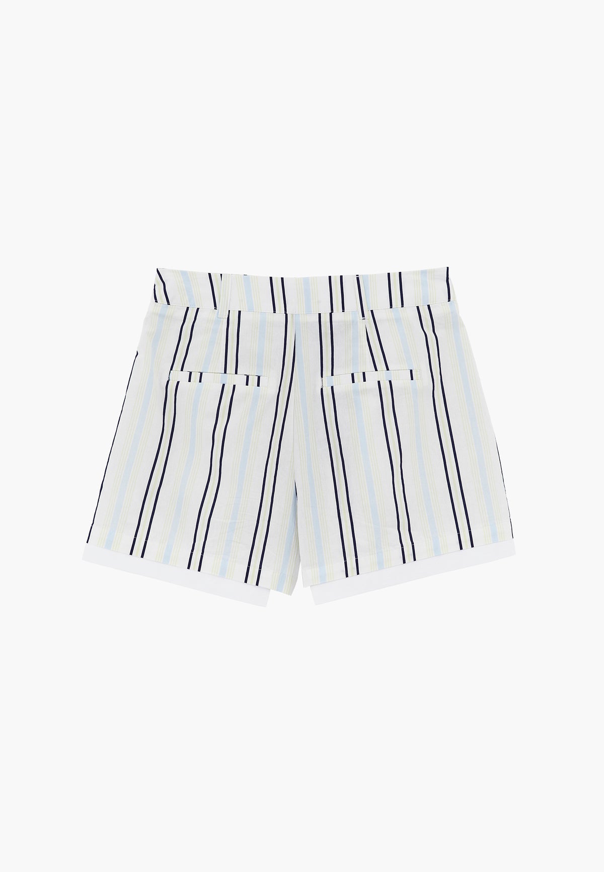 Pleated Striped High Waist Shorts - COLOR STRIPE COMB