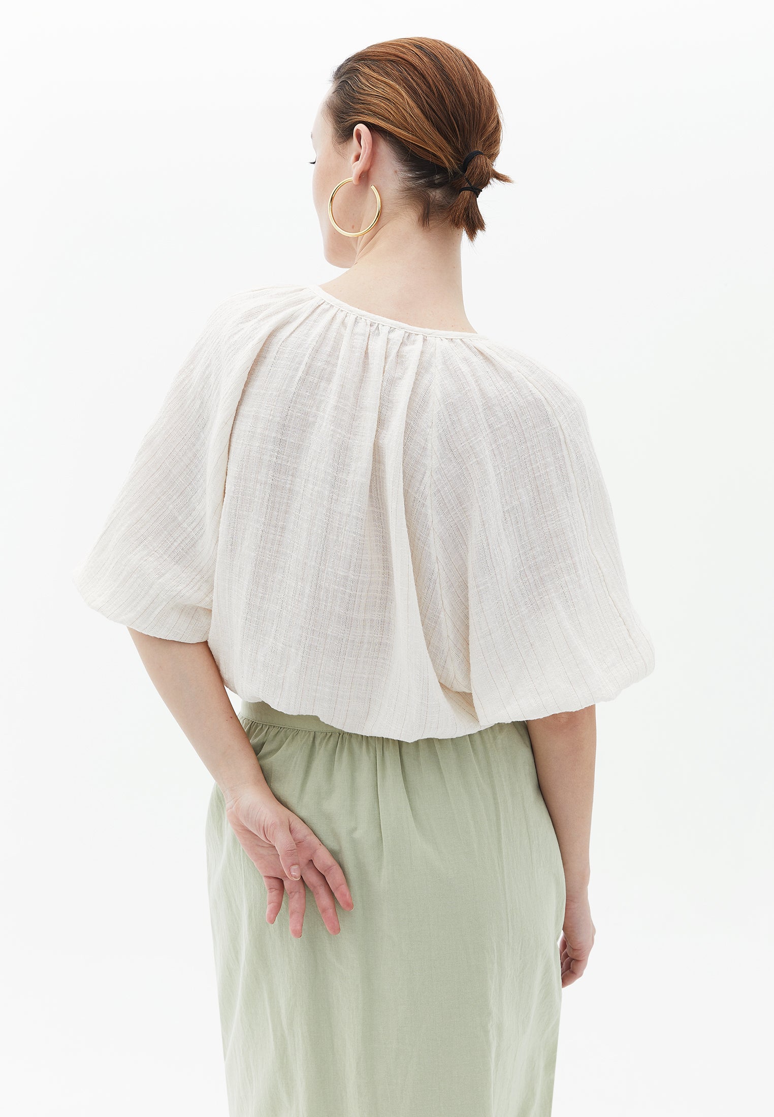 Sleeved blouse - COPPER GLITTER STRIPE