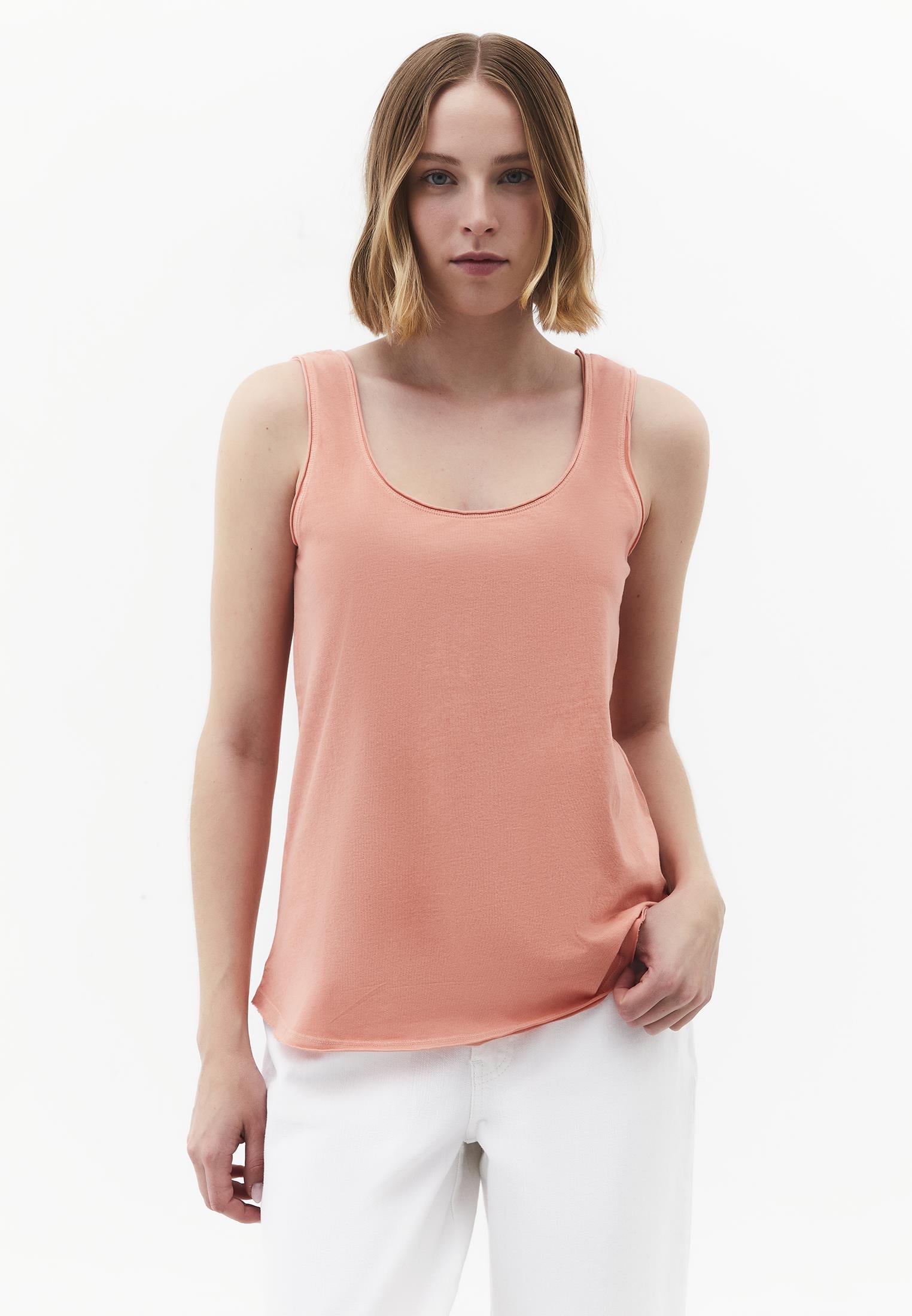U Neck Loose Fit Tank - CORAL