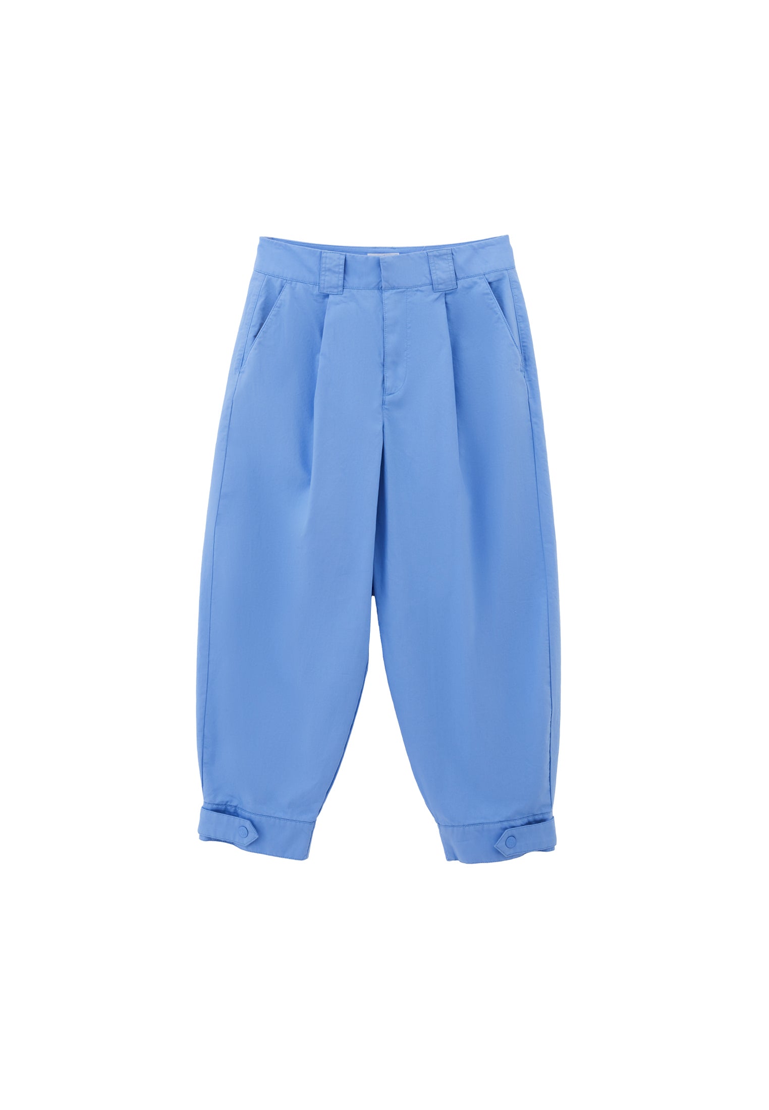 Pleated High Waist Barrel Leg Pants - CORNFLOWER