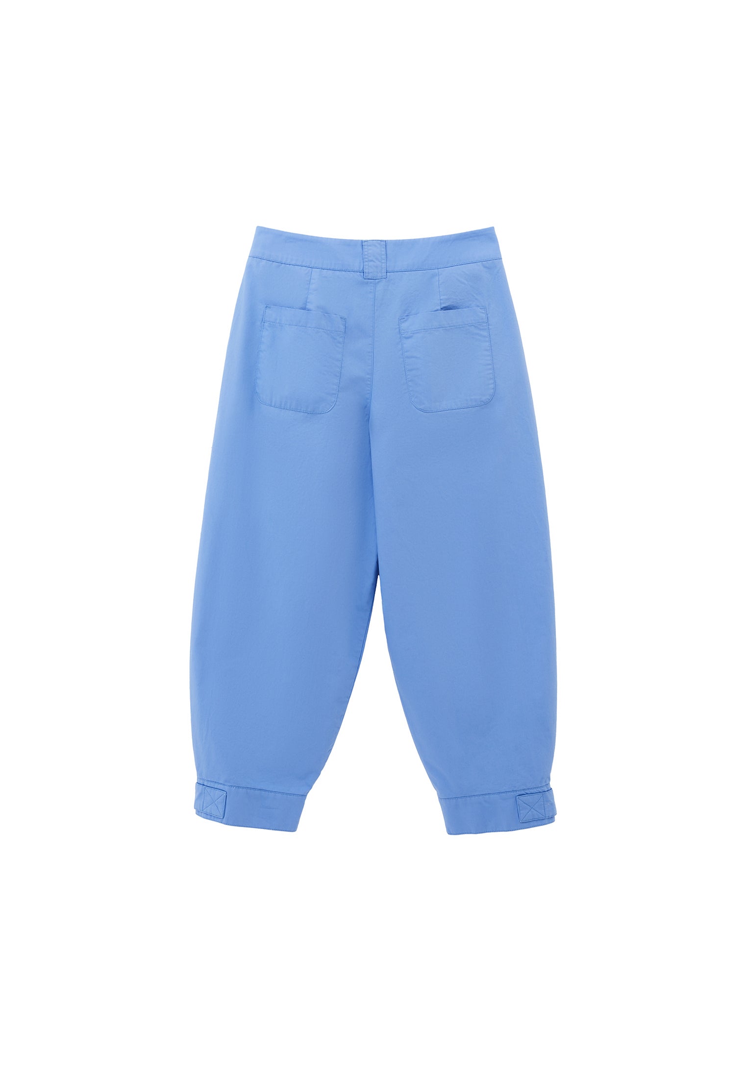Pleated High Waist Barrel Leg Pants - CORNFLOWER