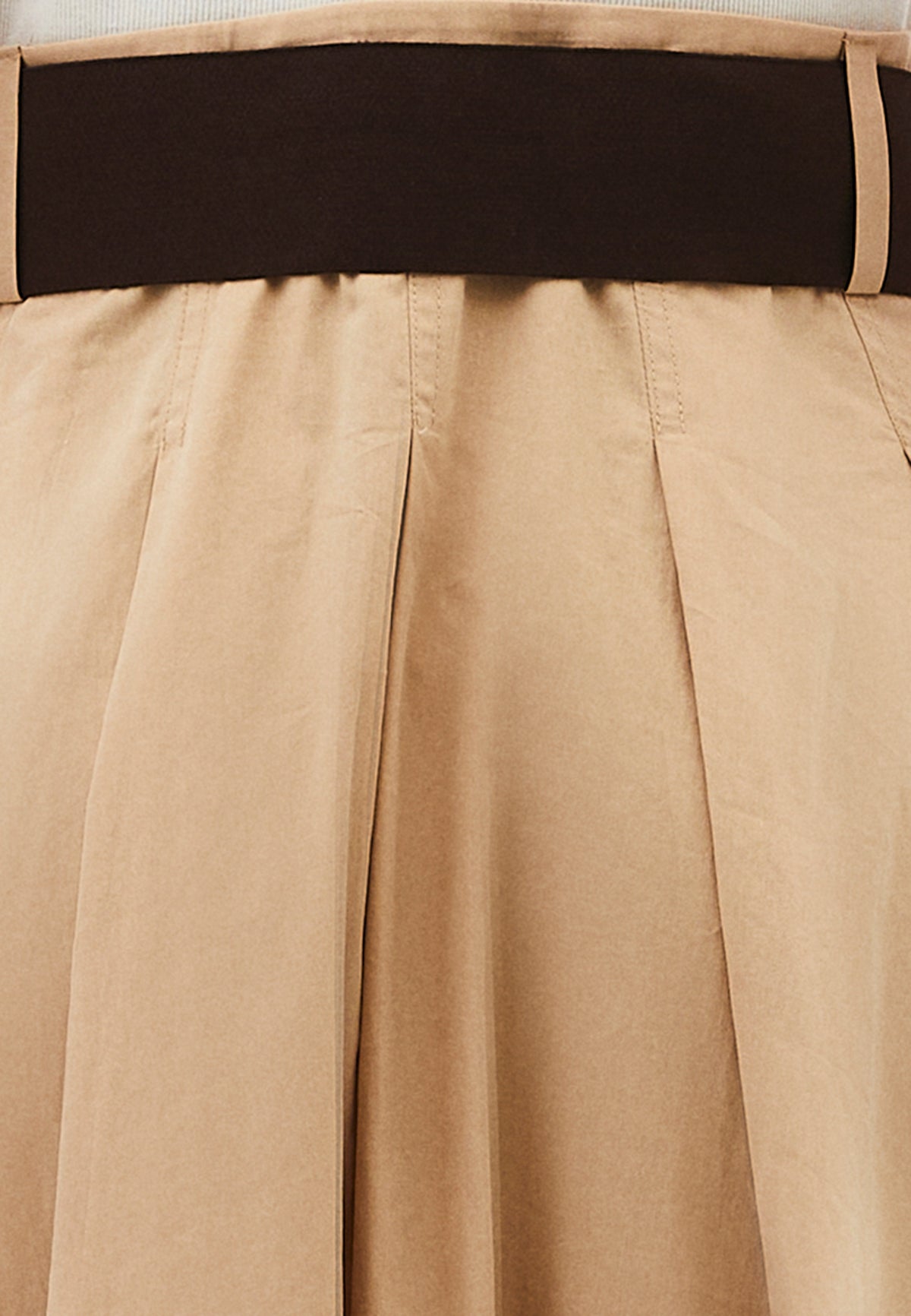 V Neck Midi A-Line Dress - Beige