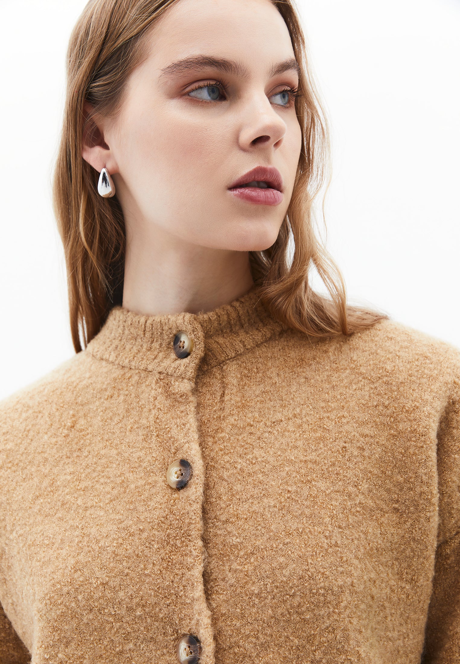 LONG-SLEEVE SOFT CARDIGAN - CURDS WHEY