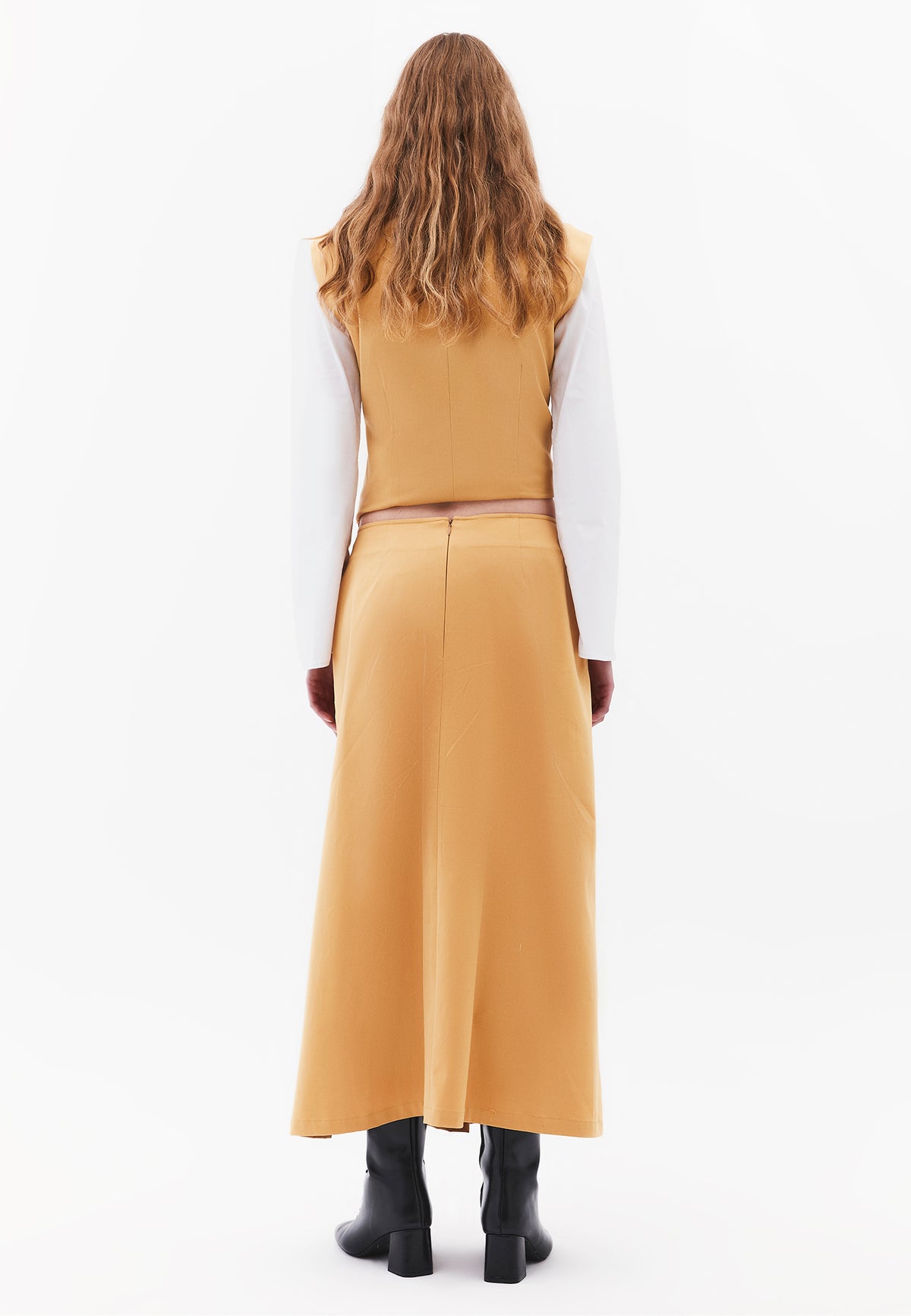 Pleated Maxi Skirt - CURRY
