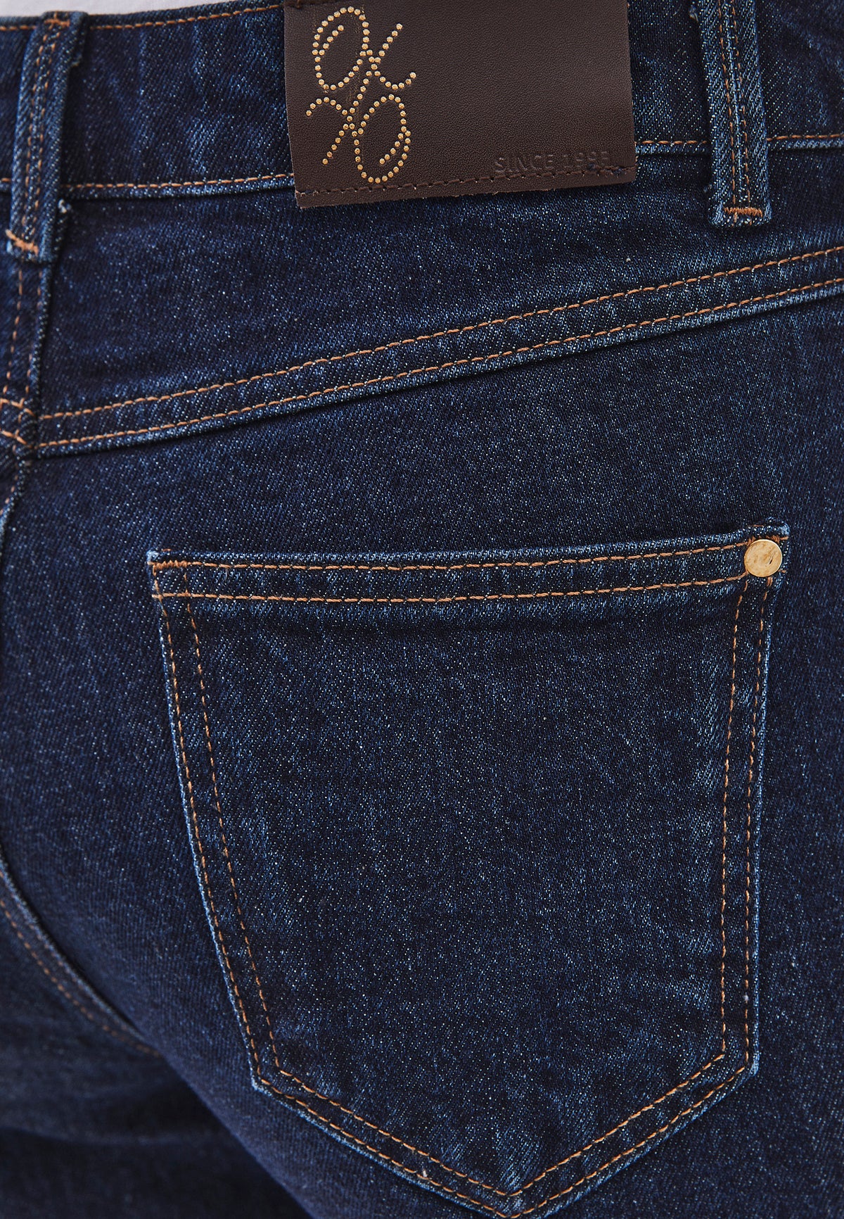Straight Leg High Waist Pants with Pocket Details - Navy Blue