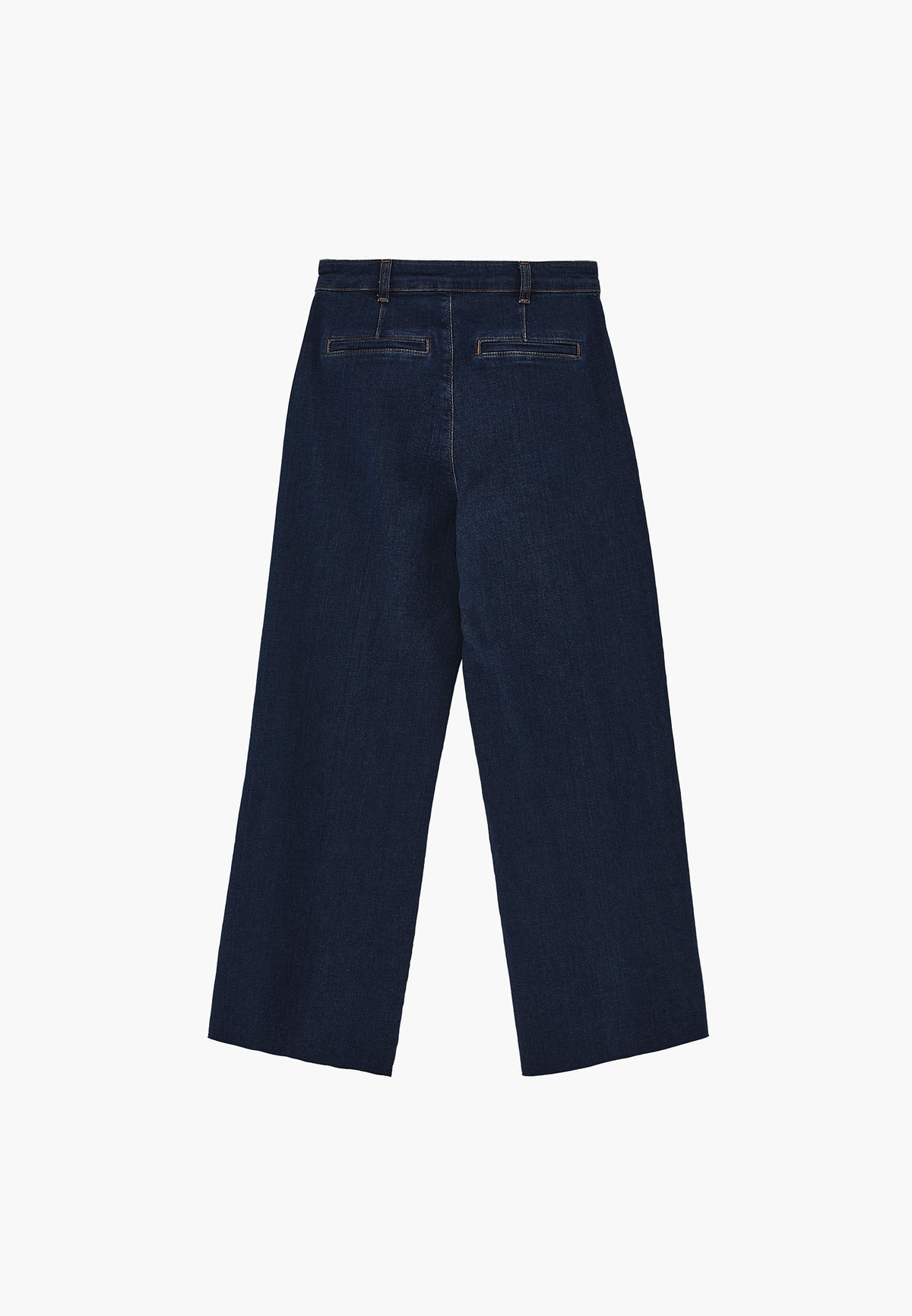 Cropped Wide Leg Cut-Out Pants - DARK BLUE DENIM