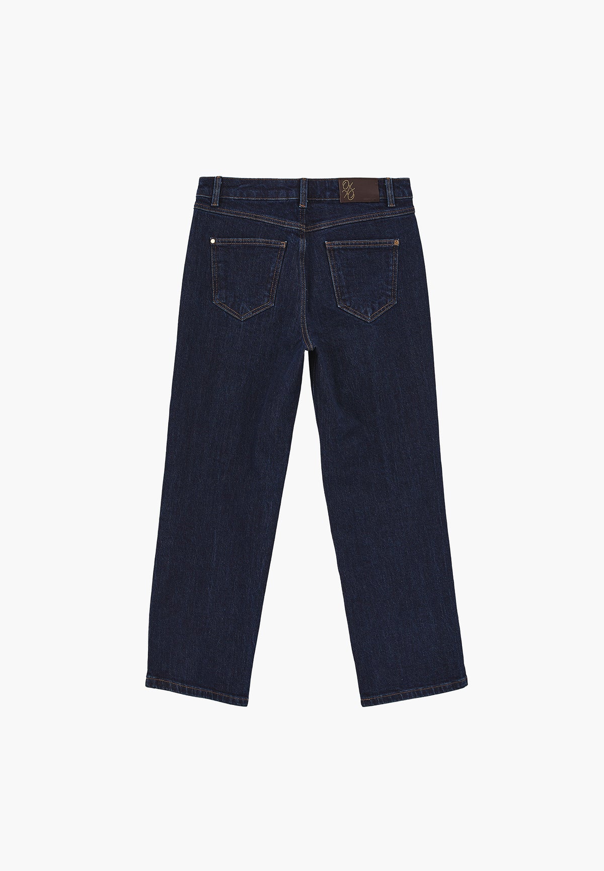 Straight Leg High Waist Pants with Pocket Details - Navy Blue