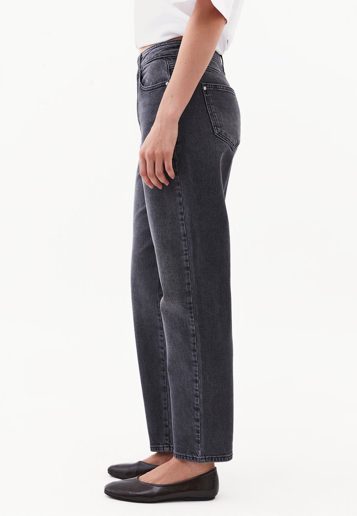 Mom Jean Slim Pants - DARK GREY DENIM