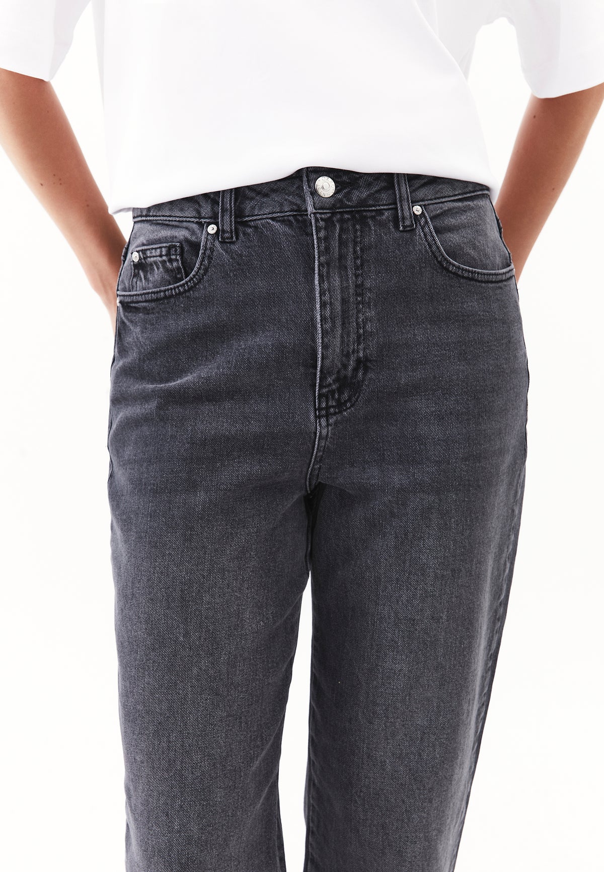 Mom Jean Slim Pants - DARK GREY DENIM