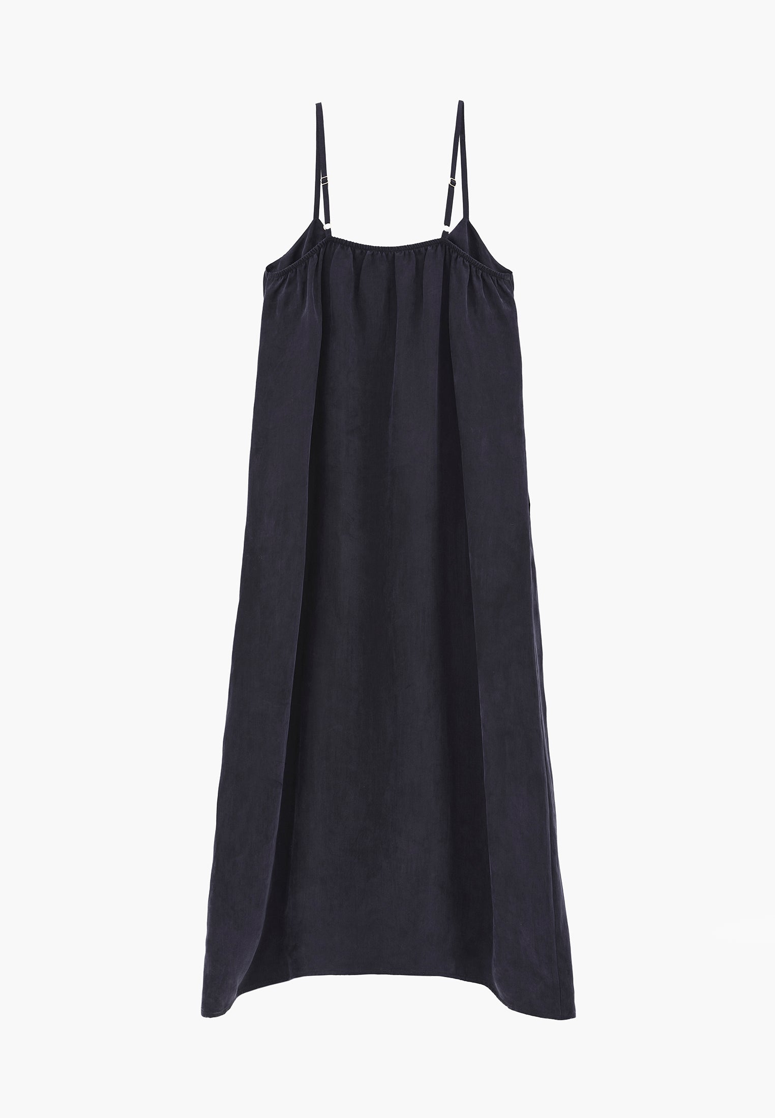 Long A-Line Dress With Straps - DARK NAVY