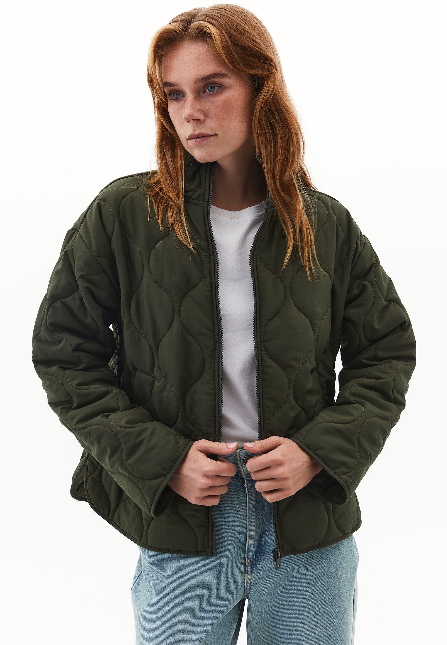 QUILTED JACKET WITH HIGH COLLAR - DEEP DEPTHS