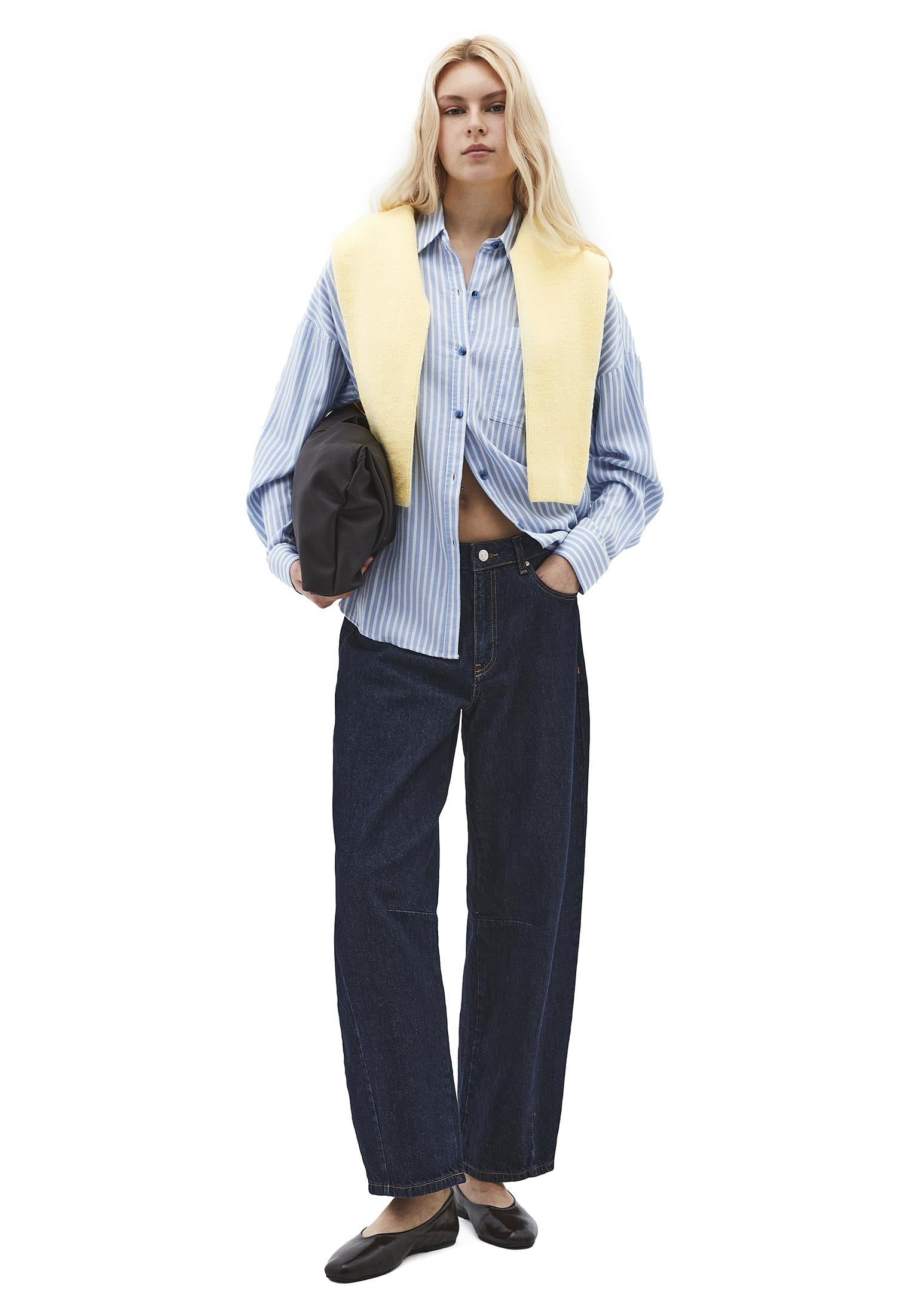 Oversize Pocketed Standard Shirt - DELLA BLUE STRIPE