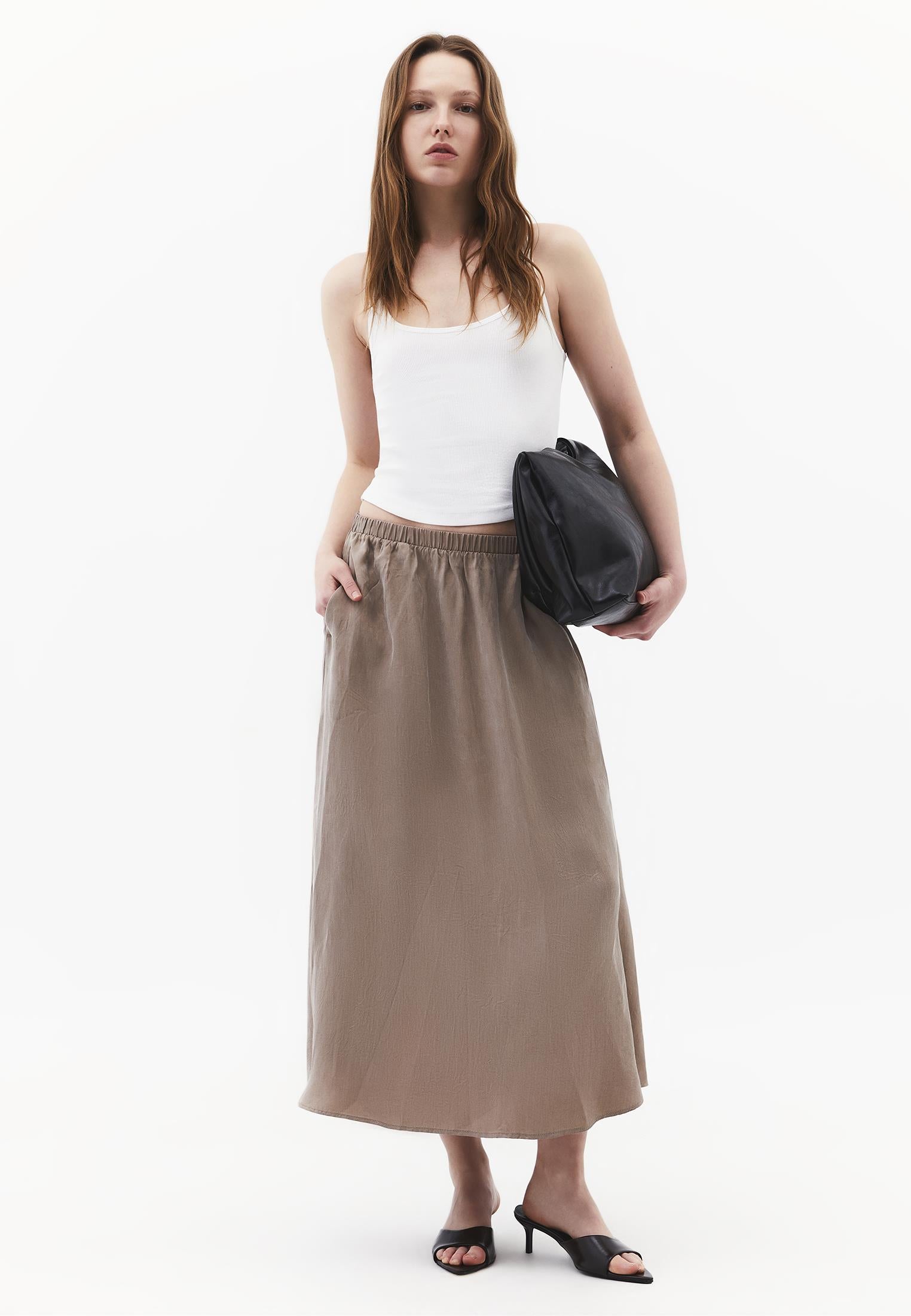Long Flared Skirt - DESERT TAUPE