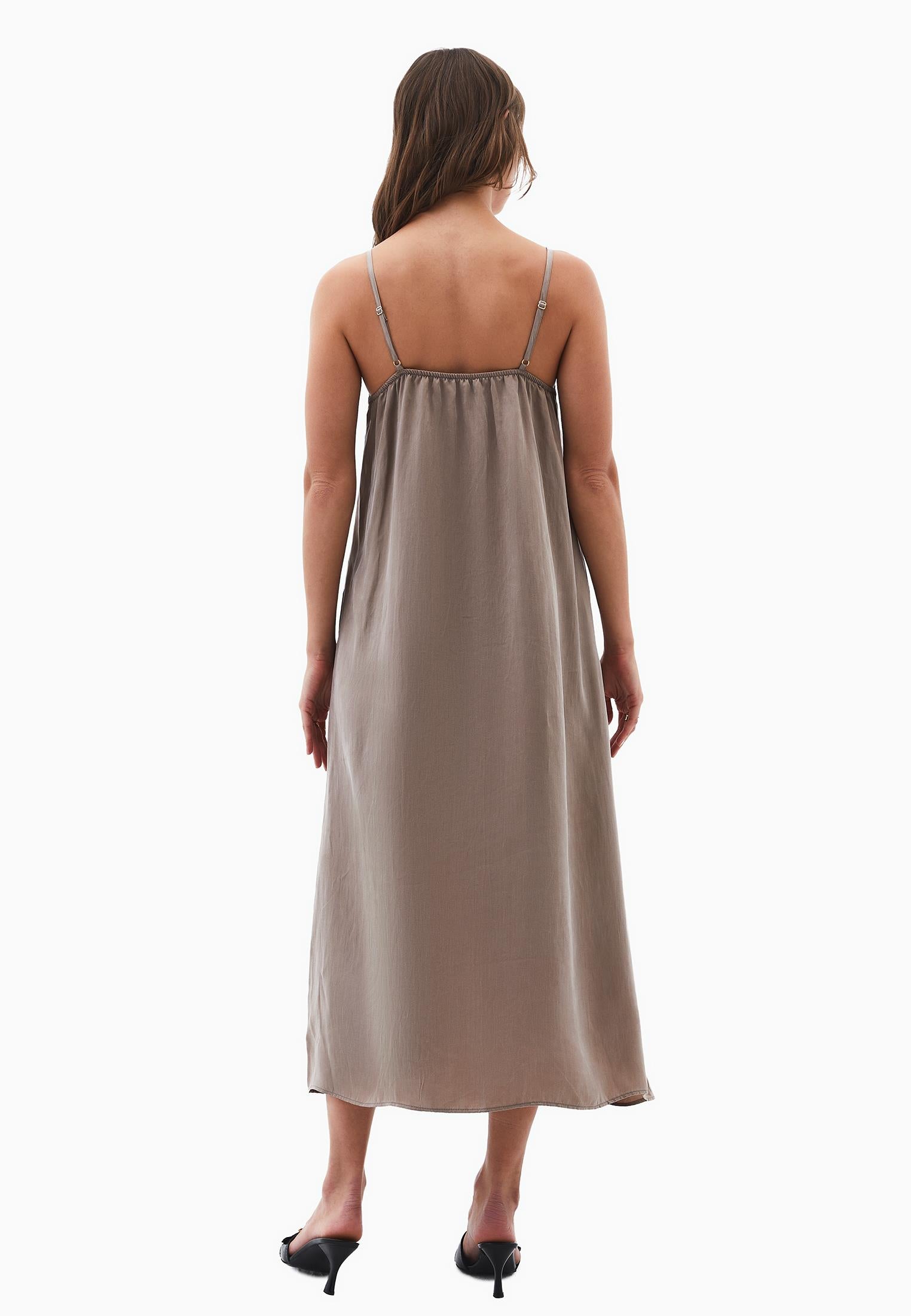Long A-Line Dress With Straps - DESERT TAUPE