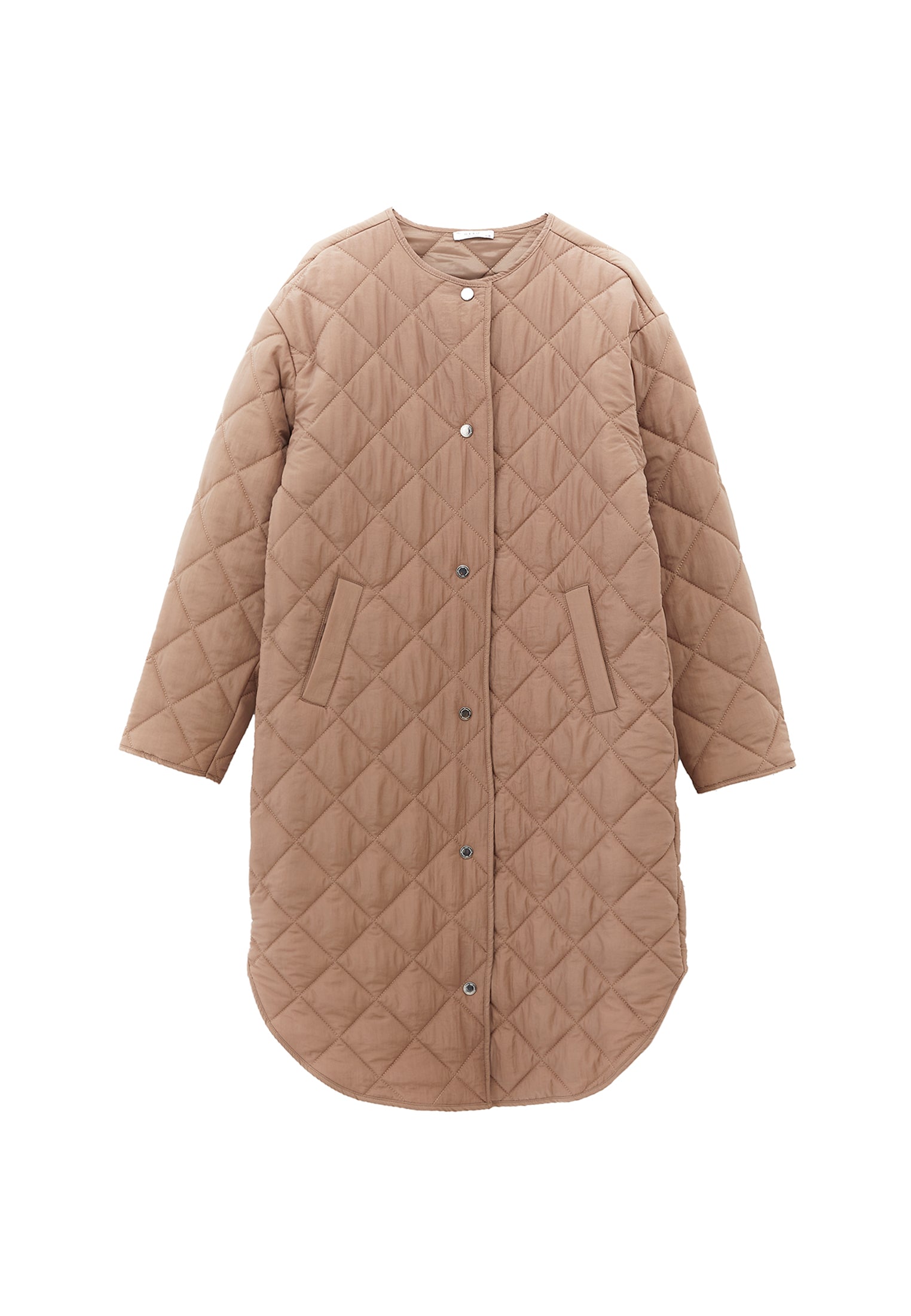 Crew neck long coat - DESERT TAUPE