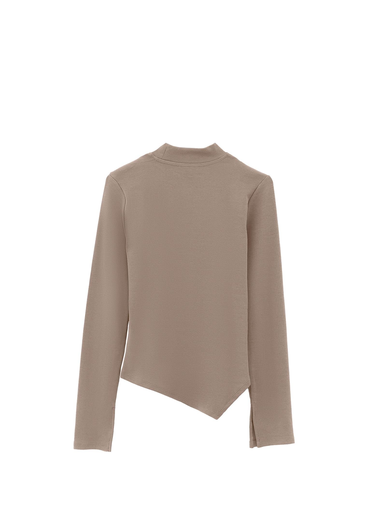 Long Sleeve T-Shirt With Cut Out Details - DESERT TAUPE
