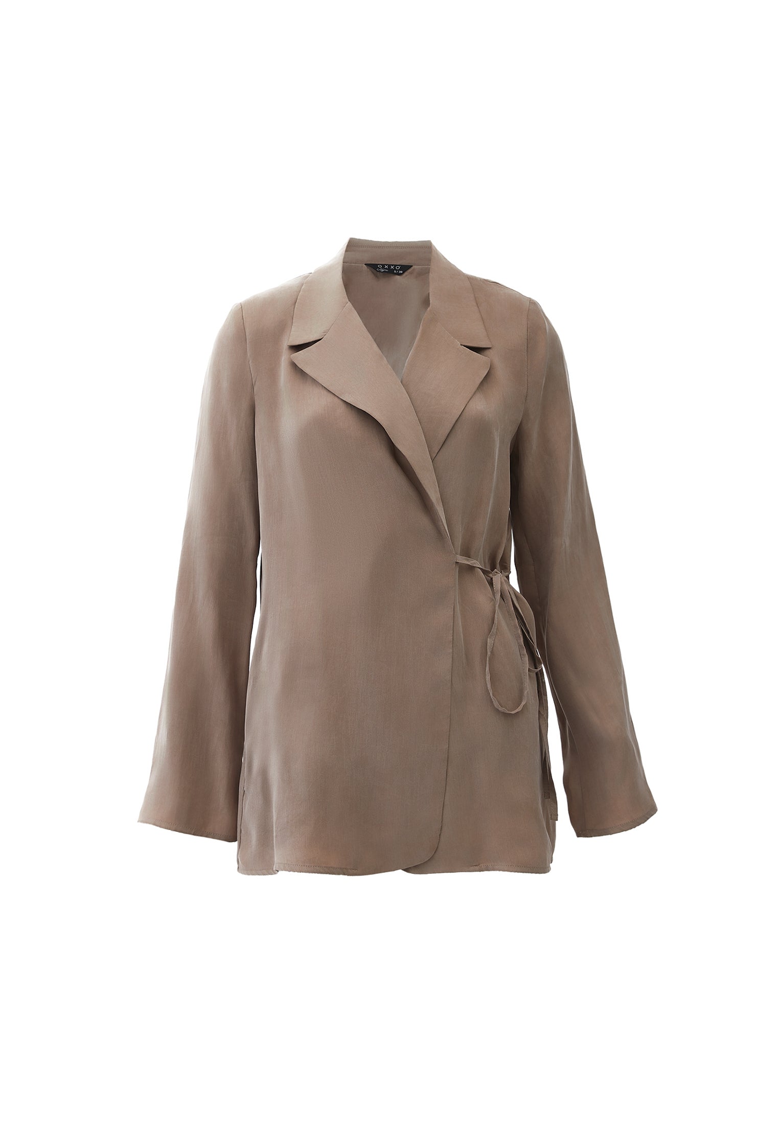 Double-breasted lyocell blazer - DESERT TAUPE