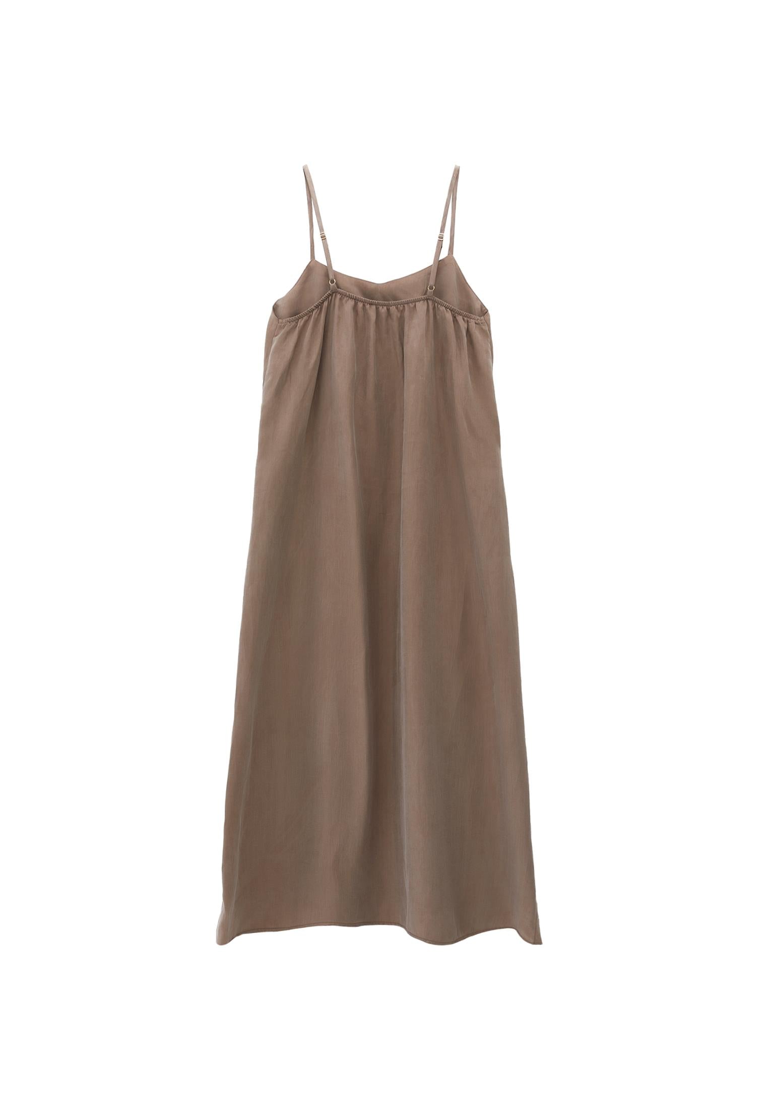 Long A-Line Dress With Straps - DESERT TAUPE