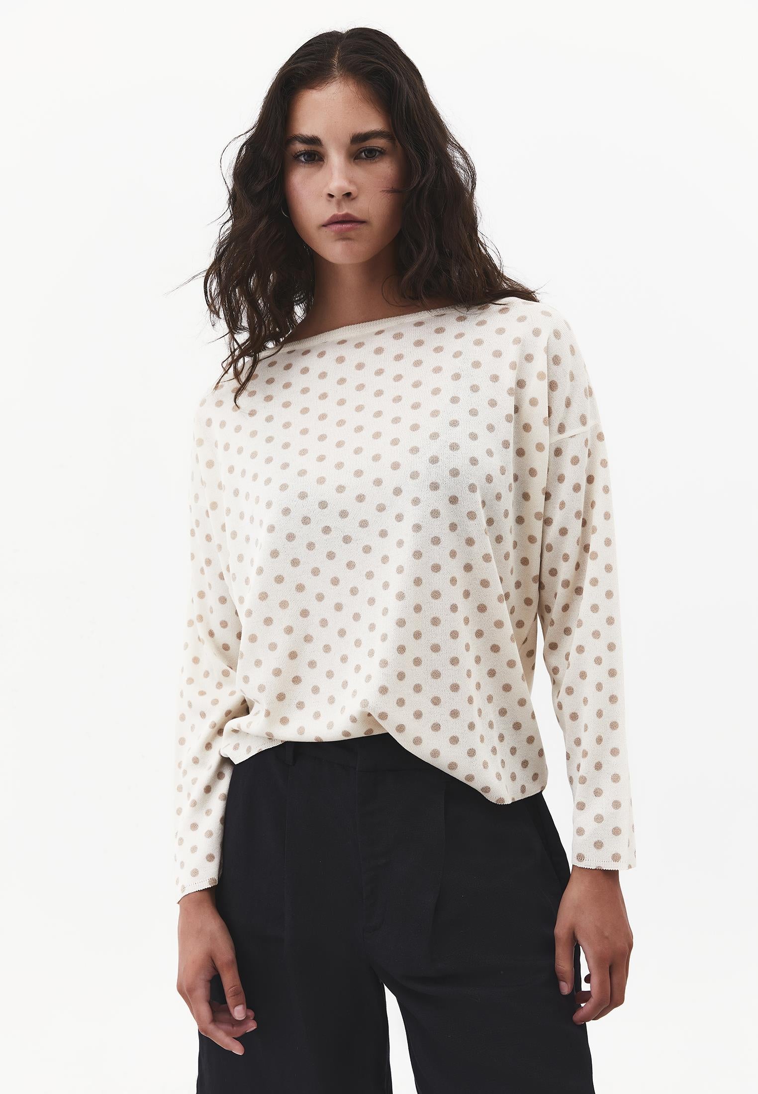 Boat Neck Knit Sweater - DOT COMB