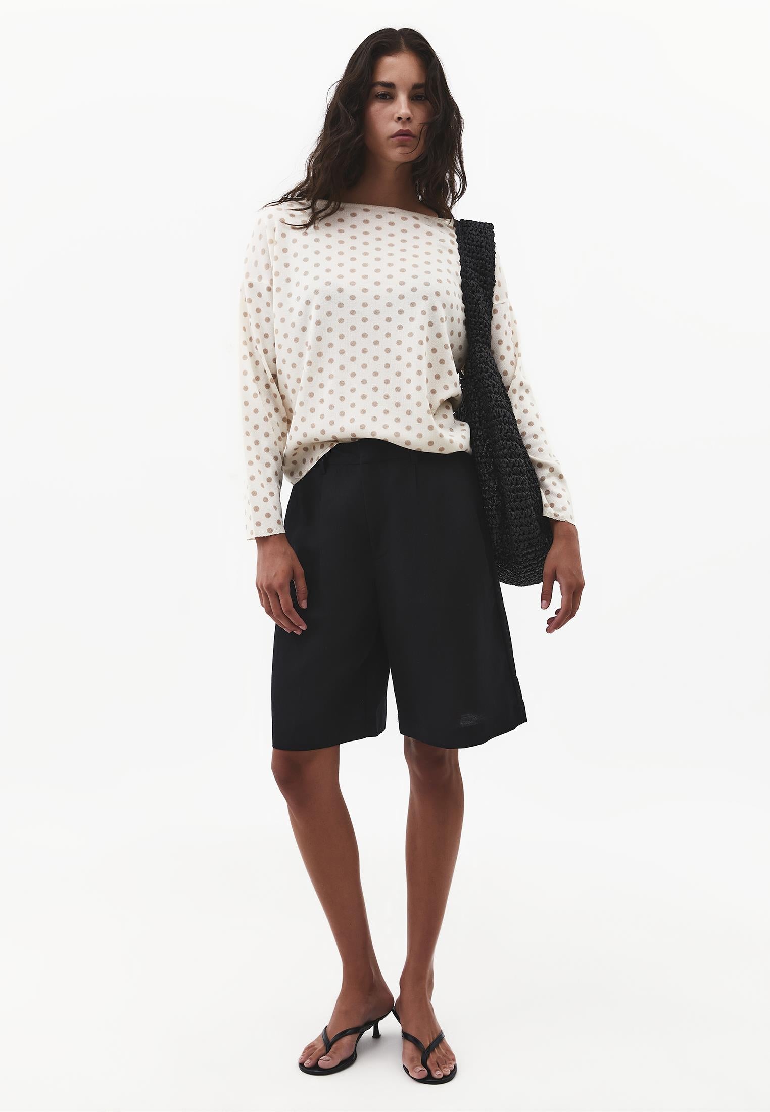Boat Neck Knit Sweater - DOT COMB