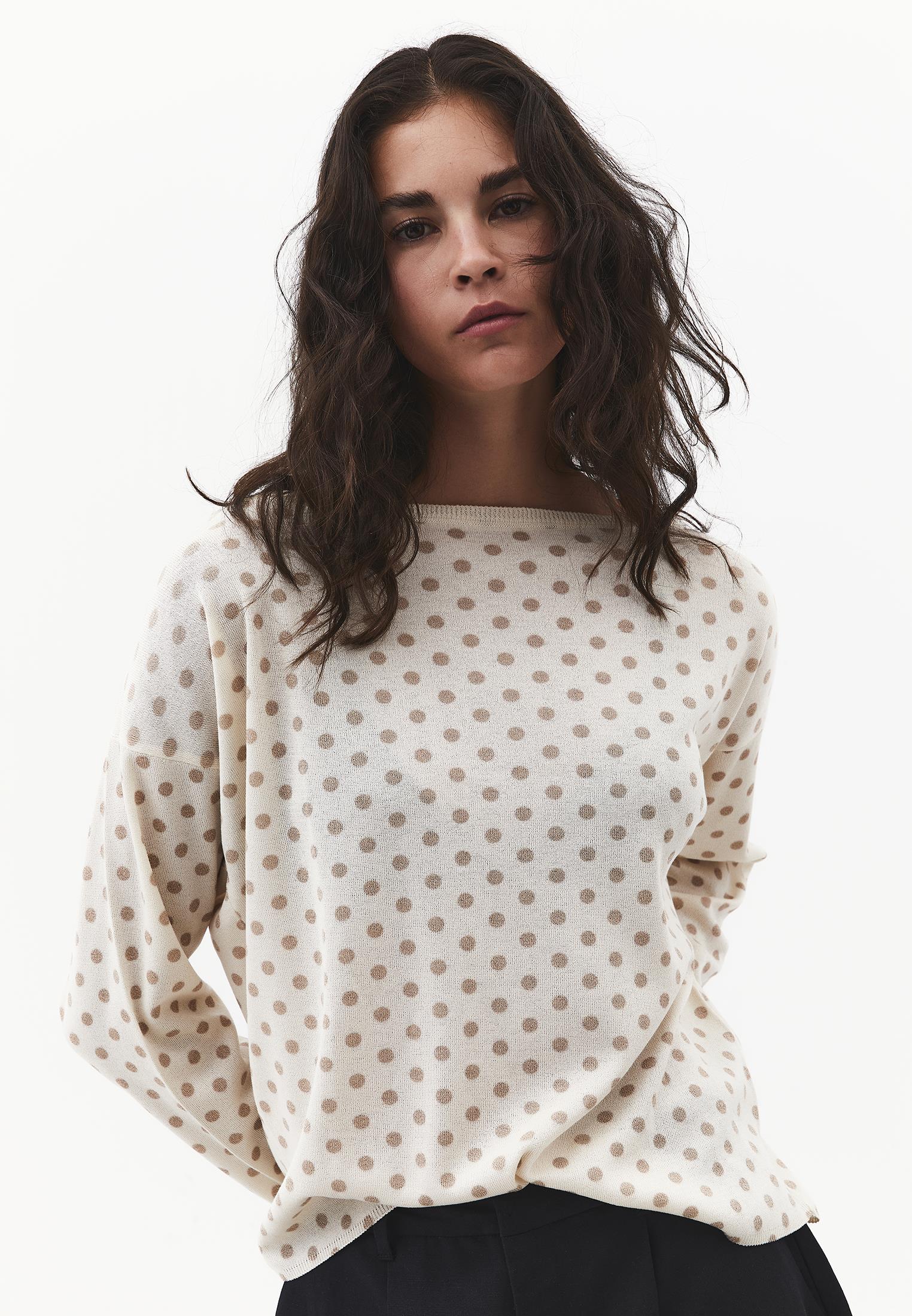 Boat Neck Knit Sweater - DOT COMB