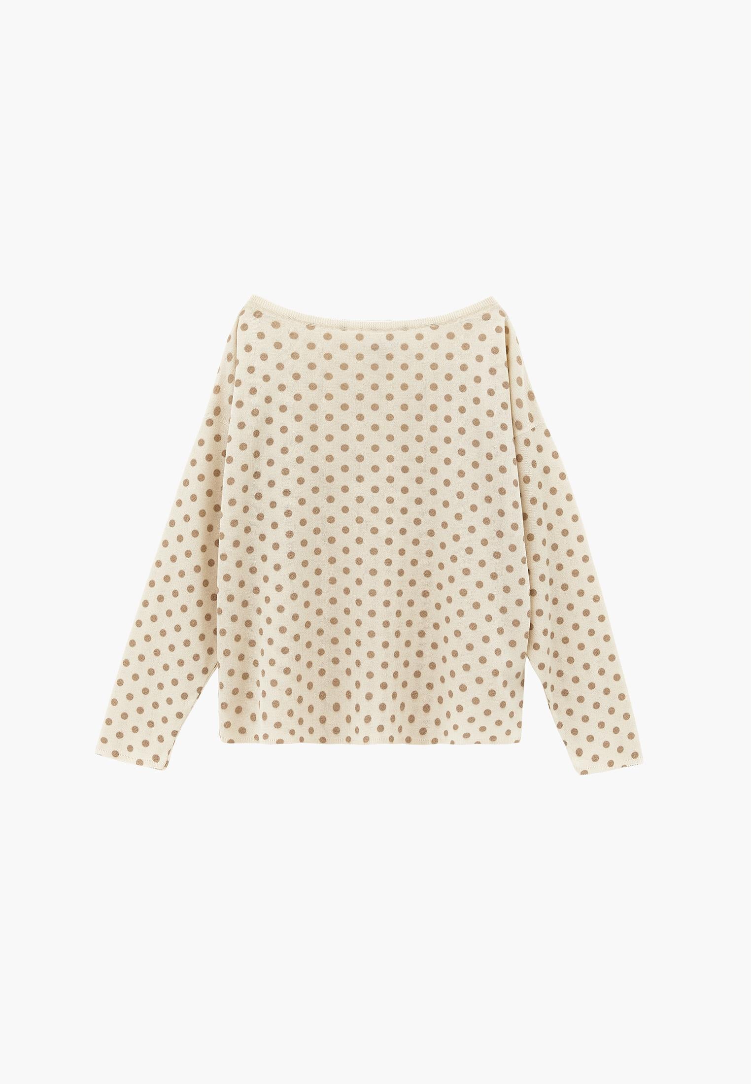 Boat Neck Knit Sweater - DOT COMB