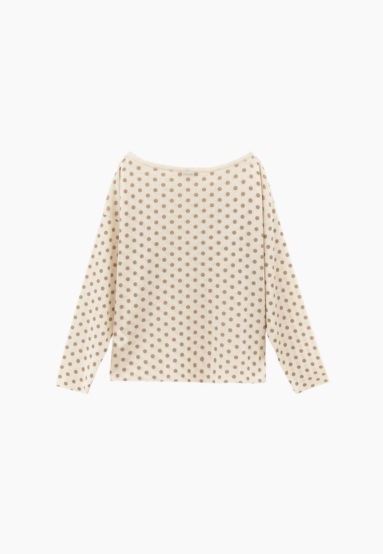 Boat Neck Knit Sweater - DOT COMB