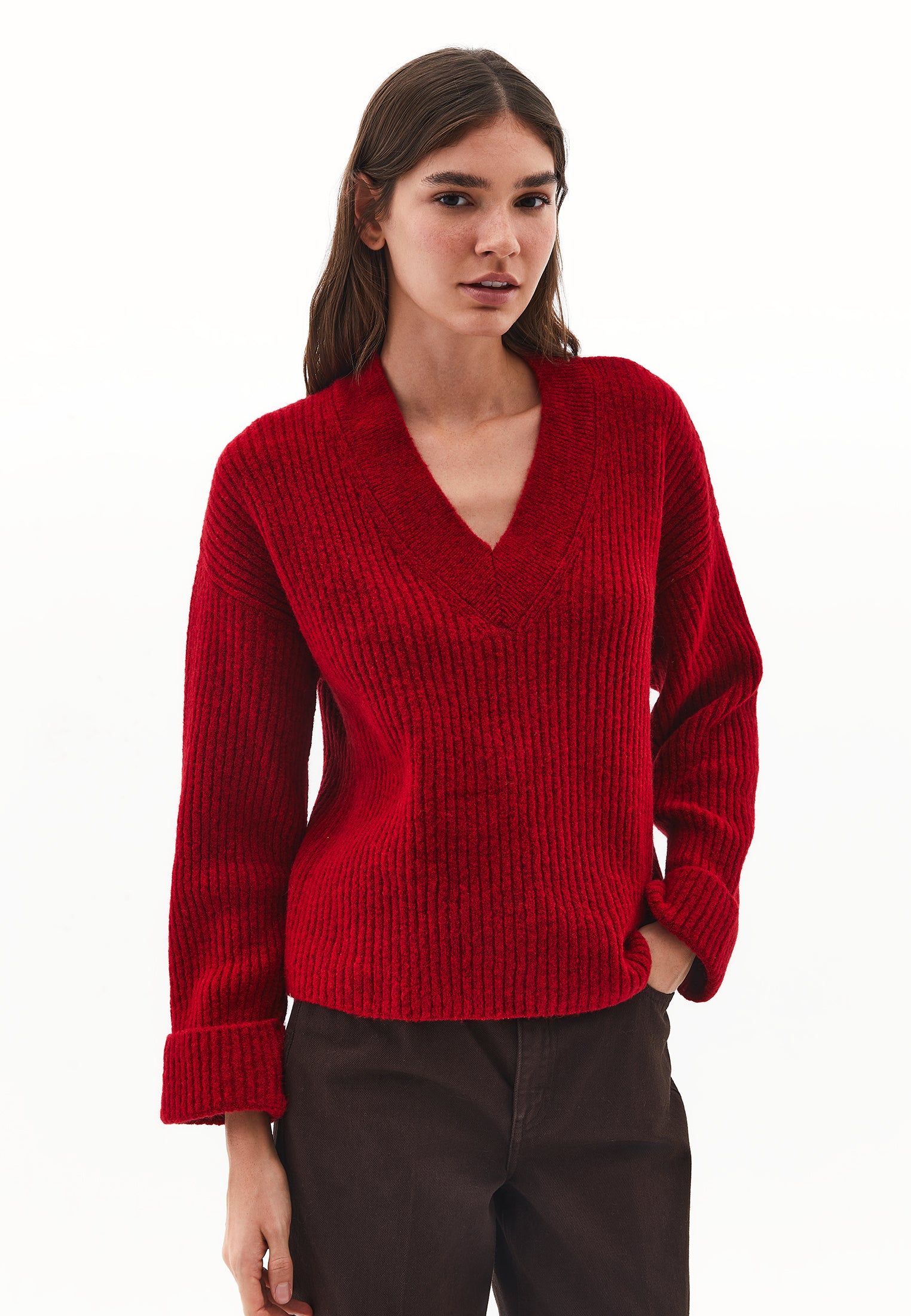 V NECK KNIT SWEATER - EMBOLDENED