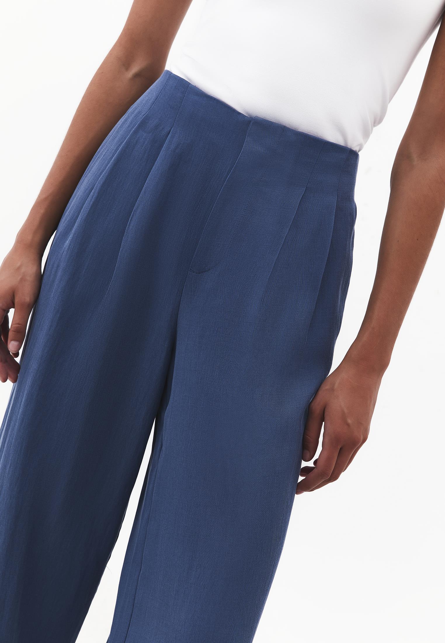 Pleated Ultra High Waist Wide Leg Pants - ENSIGN BLUE