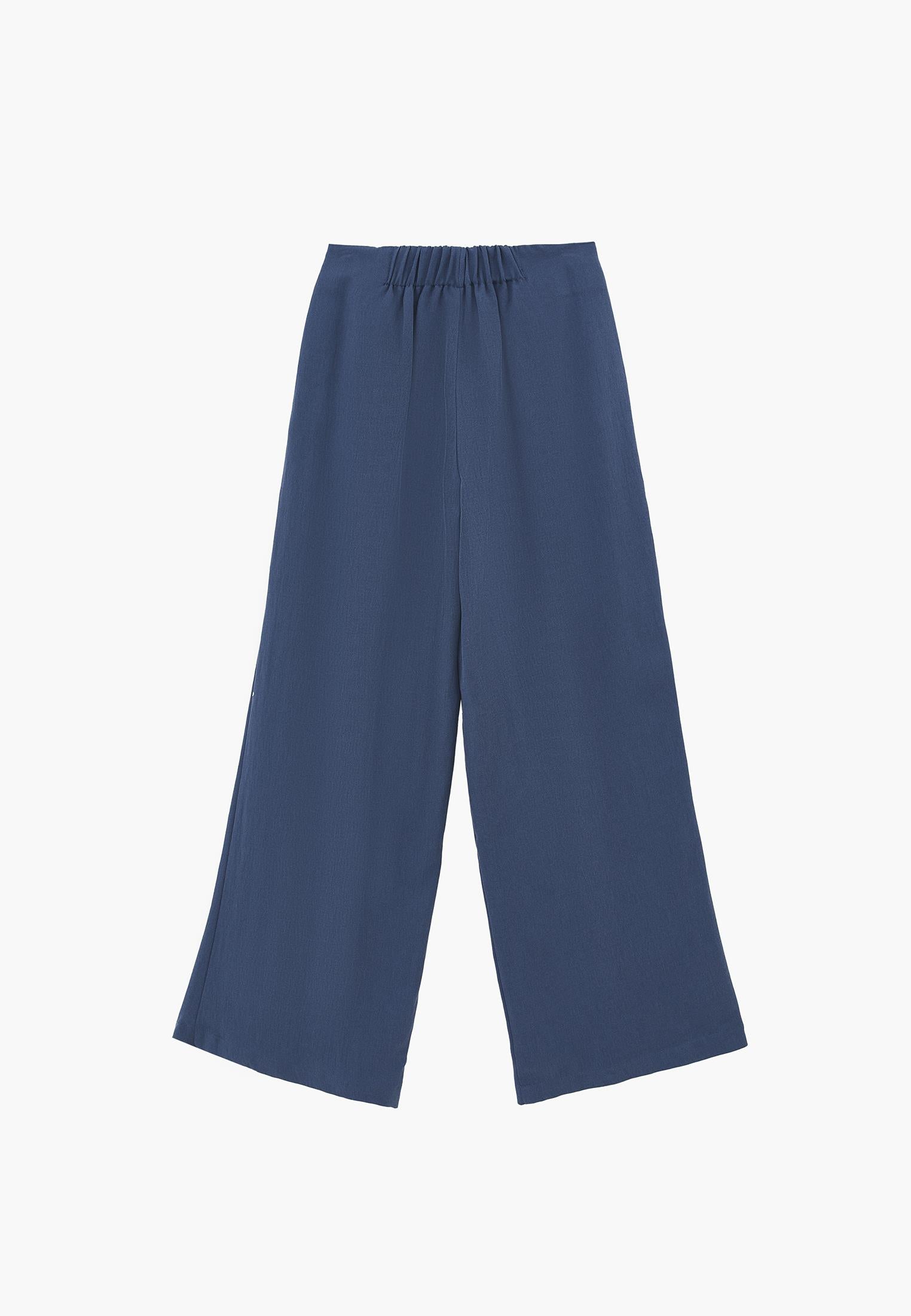 Pleated Ultra High Waist Wide Leg Pants - ENSIGN BLUE